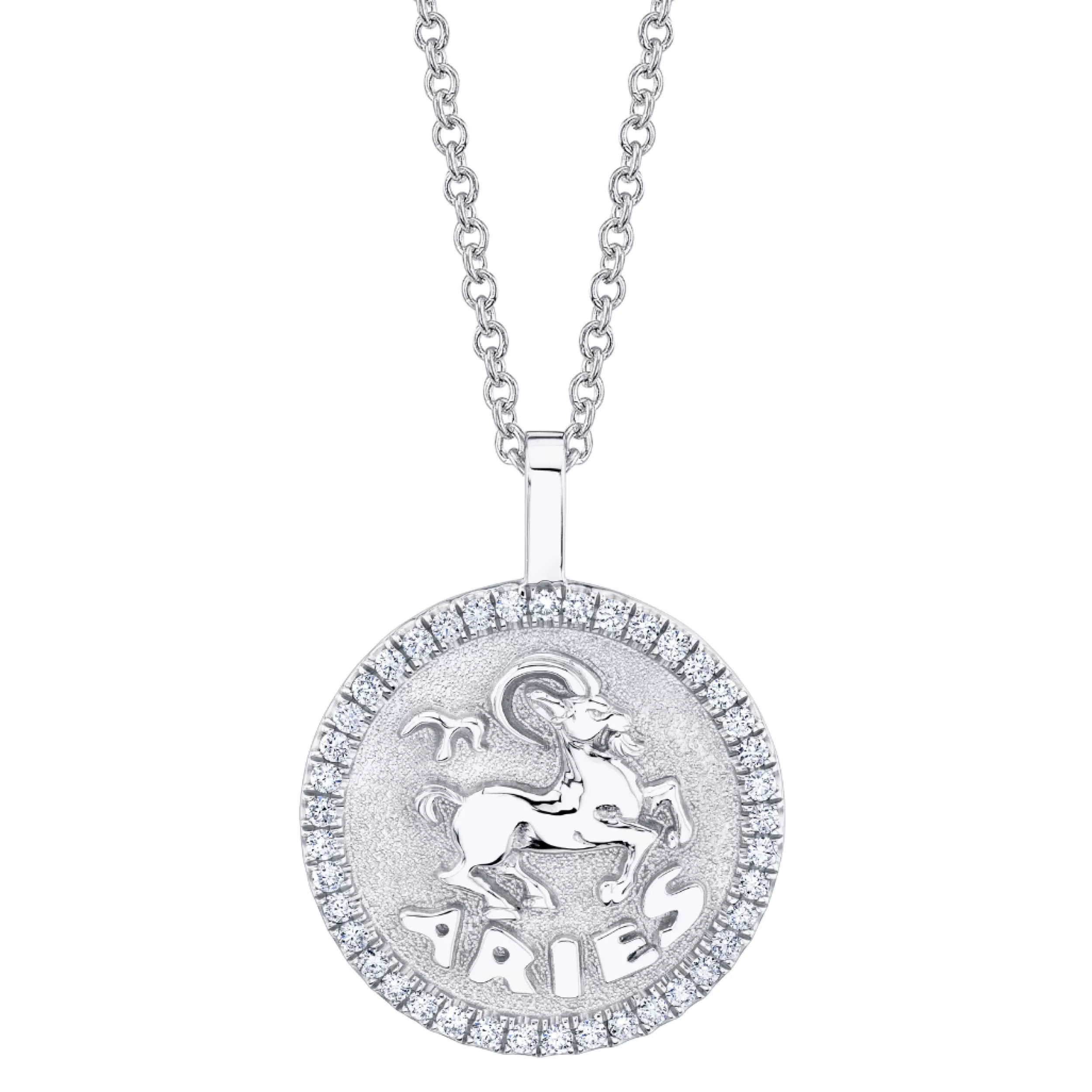 Anita Ko Pendants | Zodiac Coins^ARIES ZODIAC COIN PENDANT WITH DIAMOND FRAME