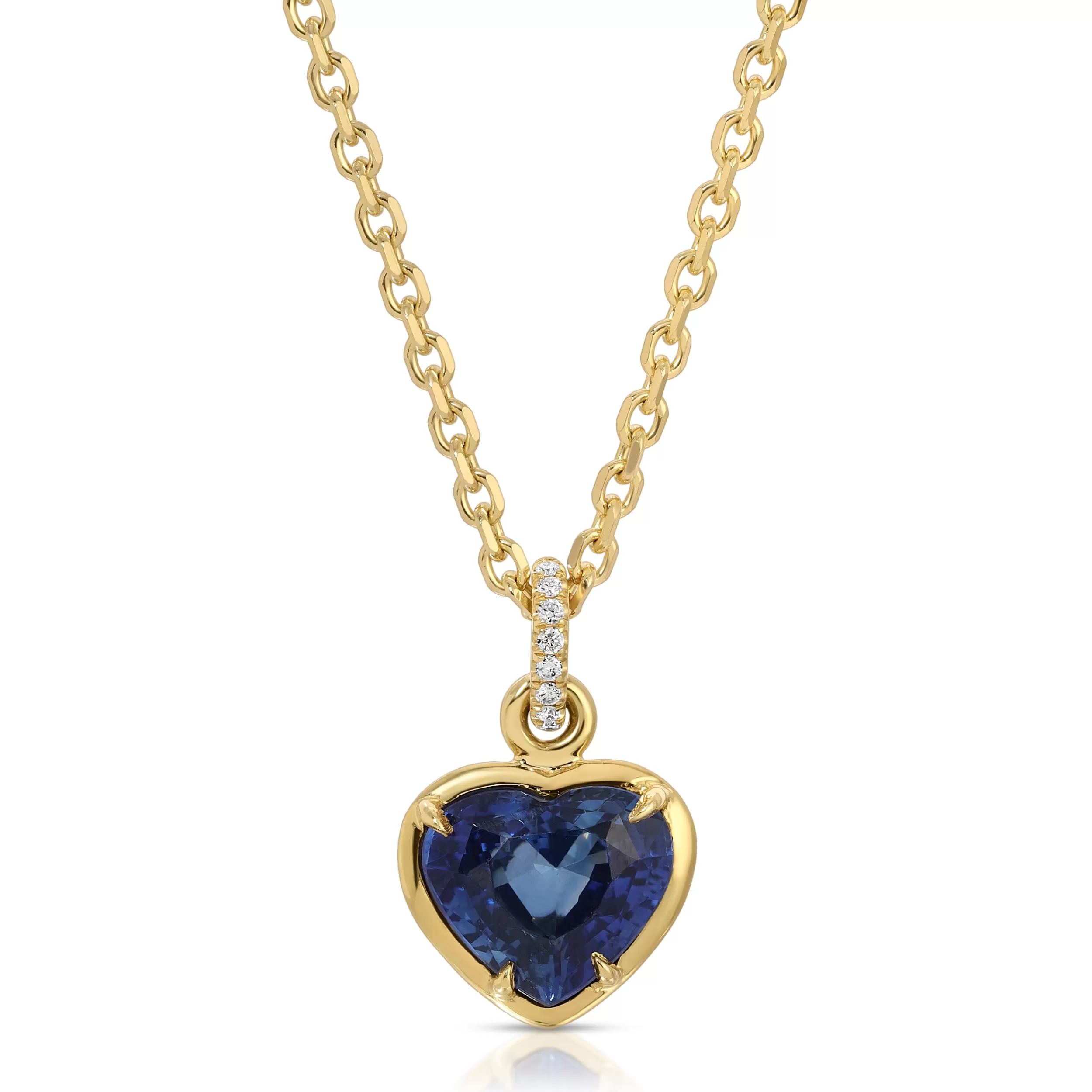 Anita Ko One Of A Kind^BEZELED BLUE SAPPHIRE HEART PENDANT WITH DIAMOND BAIL