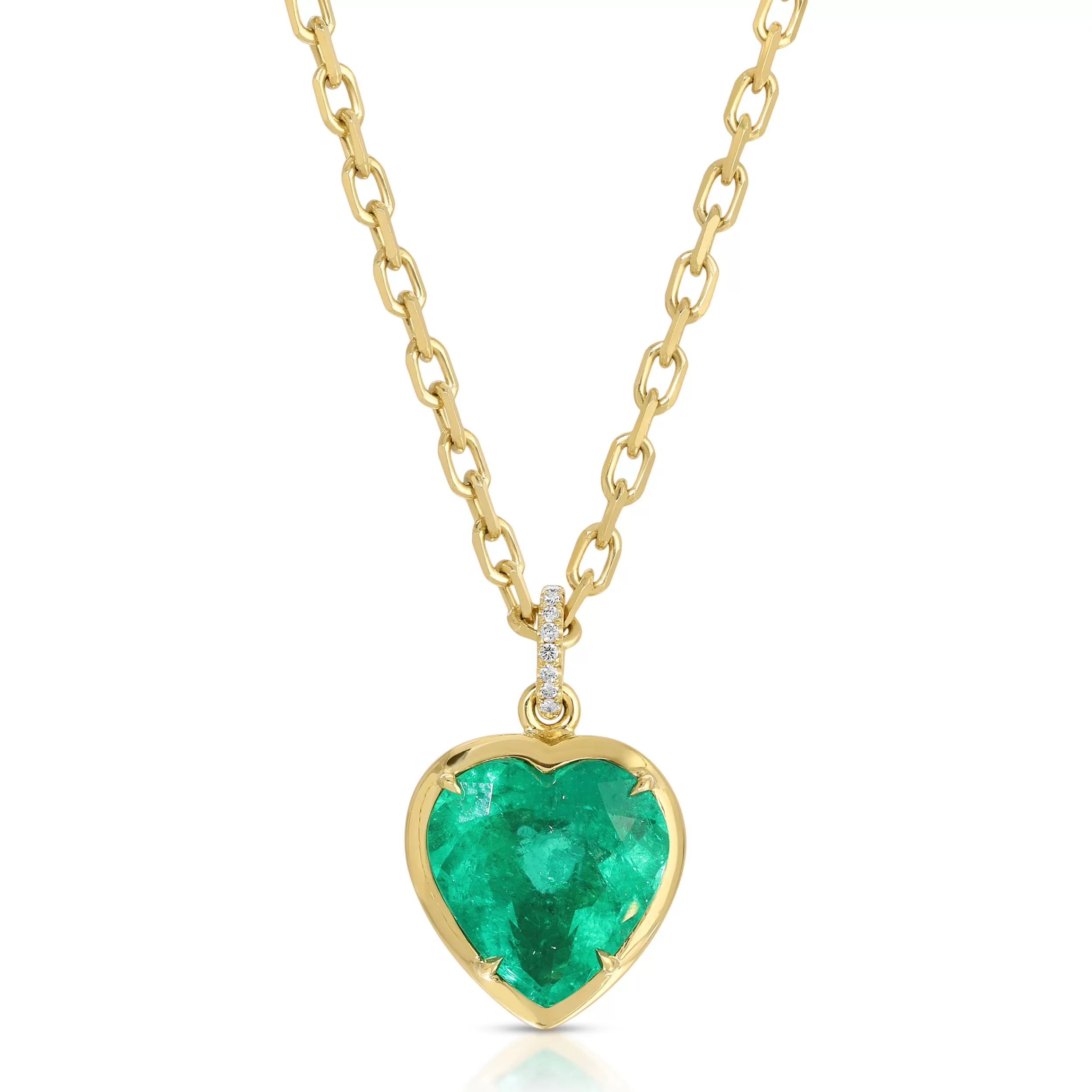 Anita Ko One Of A Kind^BEZELED COLOMBIAN HEART EMERALD PENDANT WITH DIAMOND BAIL