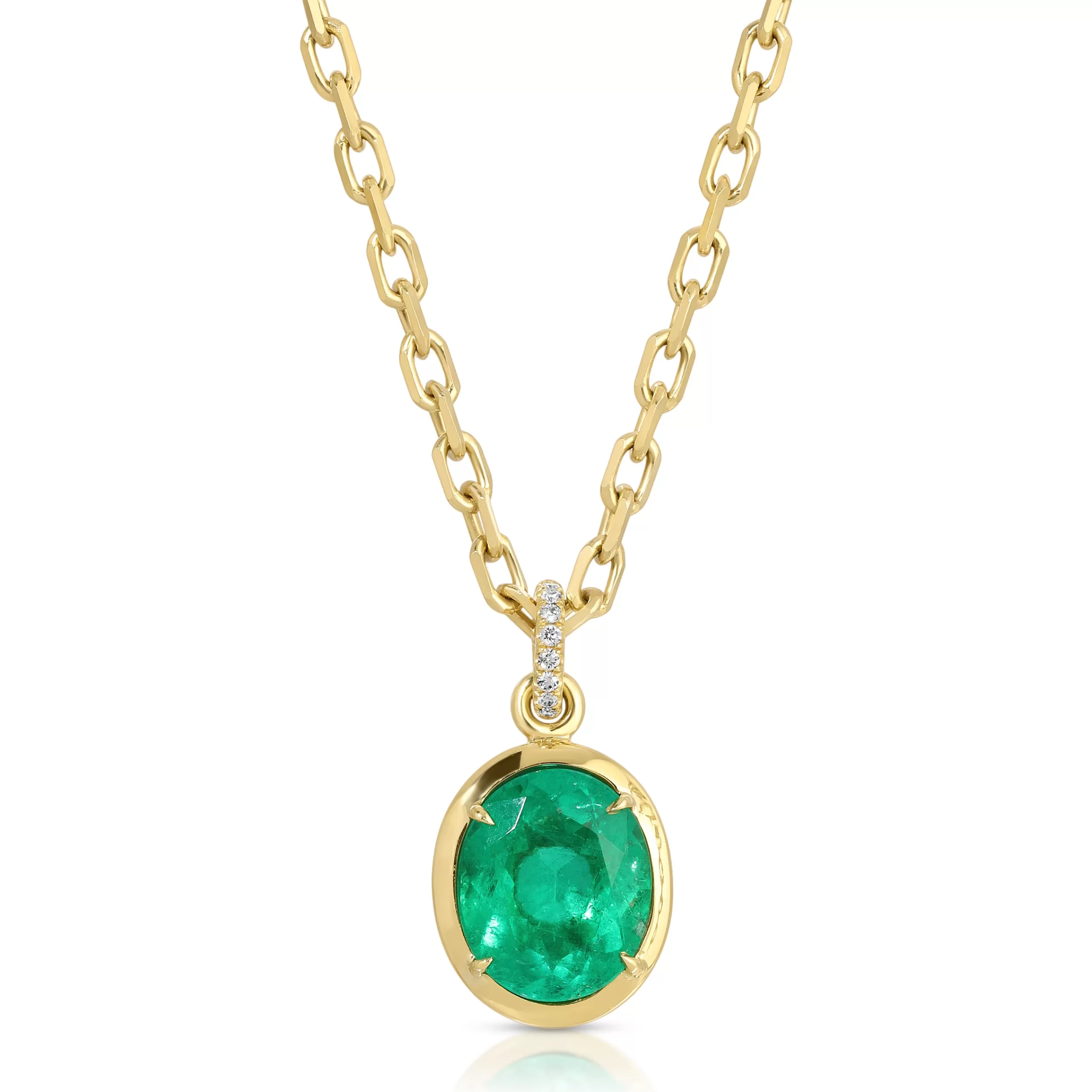 Anita Ko One Of A Kind^BEZELED COLOMBIAN OVAL EMERALD PENDANT WITH DIAMOND BAIL