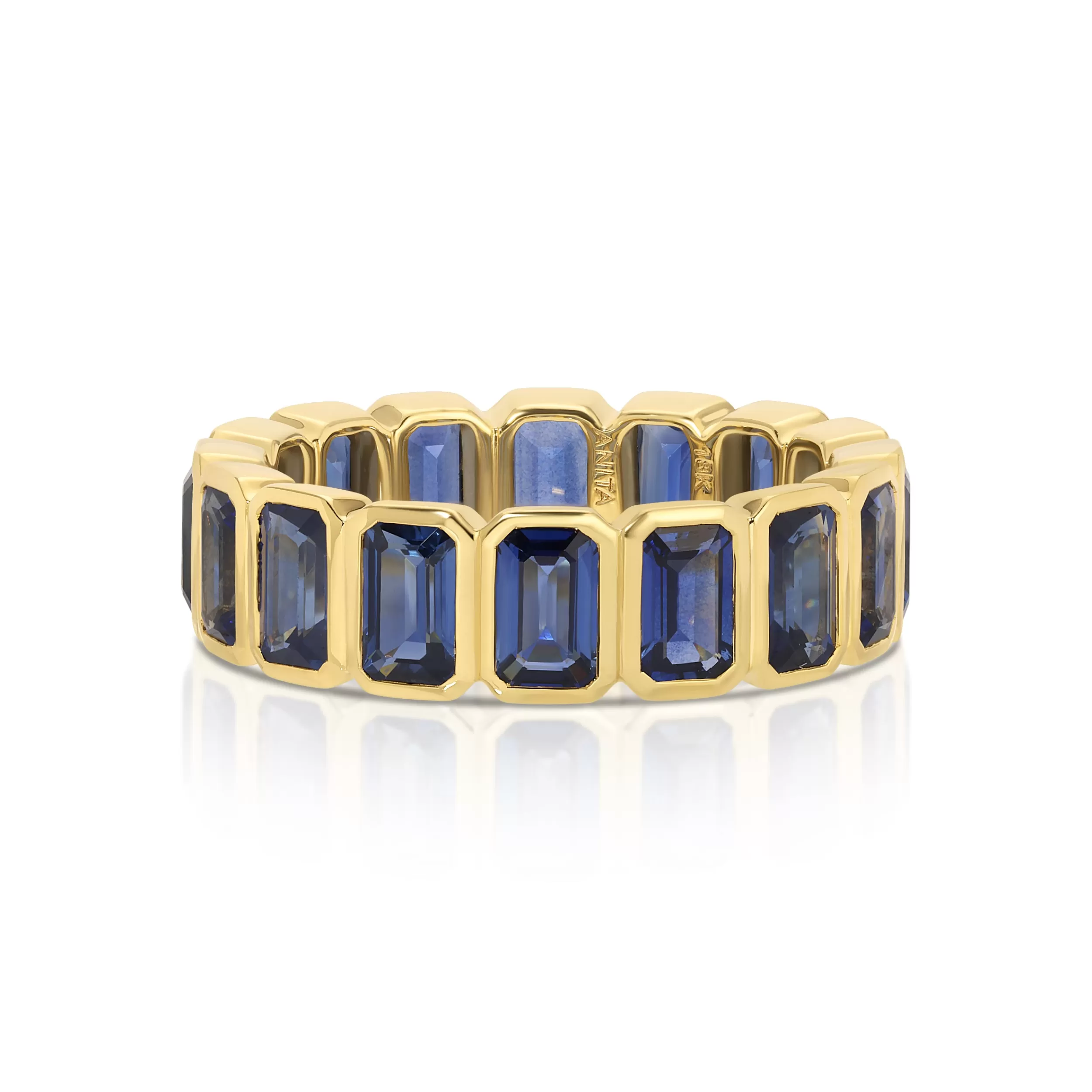 Anita Ko Eternity^BEZELED EMERALD CUT BLUE SAPPHIRE RING