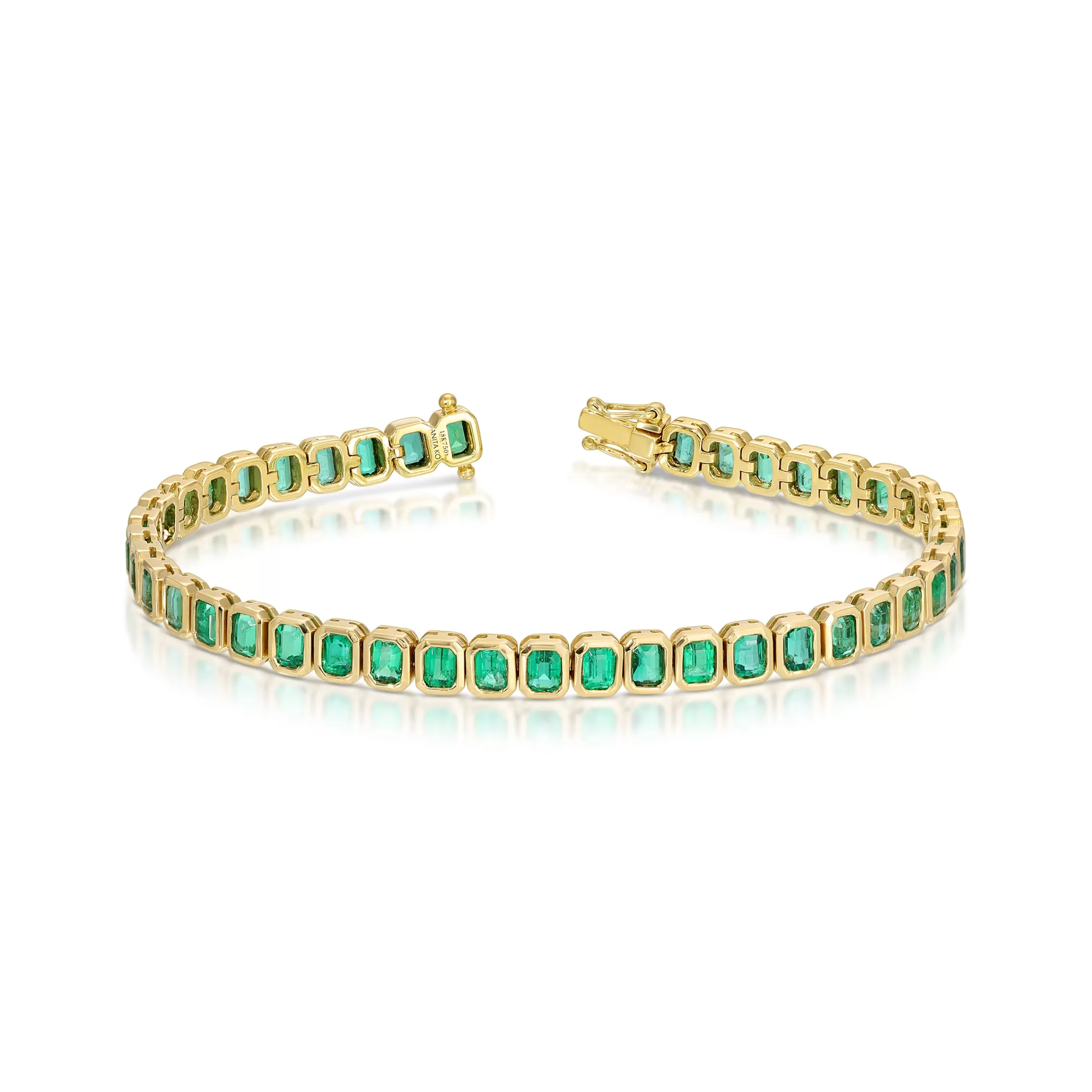 Anita Ko Diamond Link^BEZELED EMERALD CUT EMERALD BRACELET