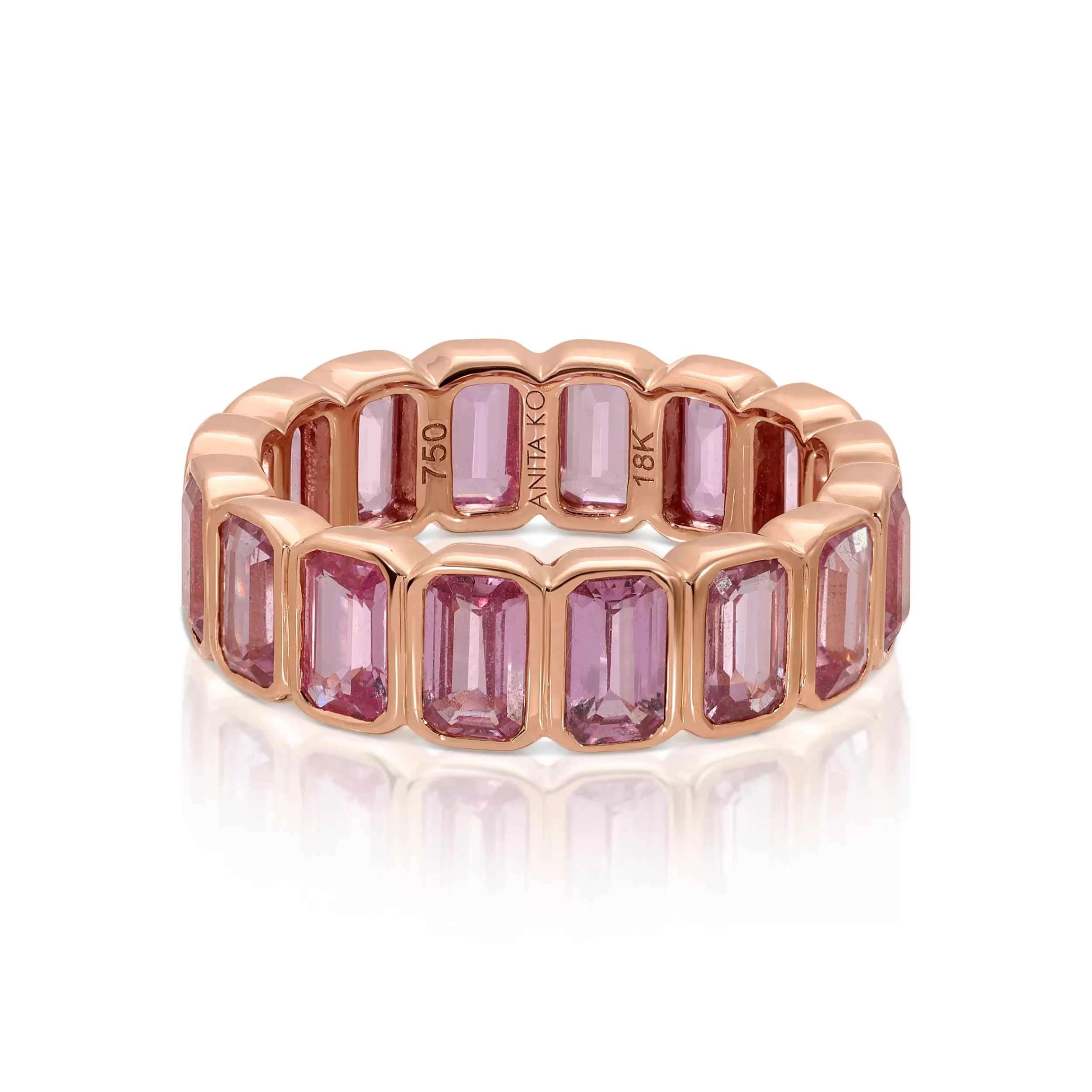 Anita Ko One Of A Kind^BEZELED EMERALD CUT PINK SAPPHIRE RING