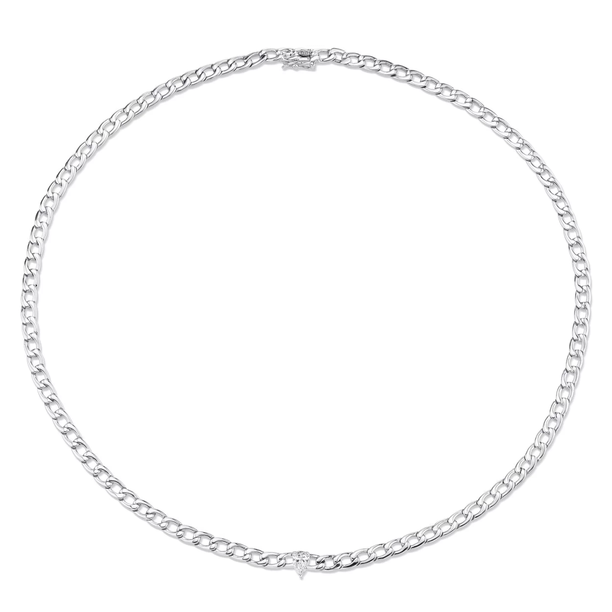 Anita Ko Chokers^CHAIN LINK CHOKER WITH PEAR DIAMOND CENTER