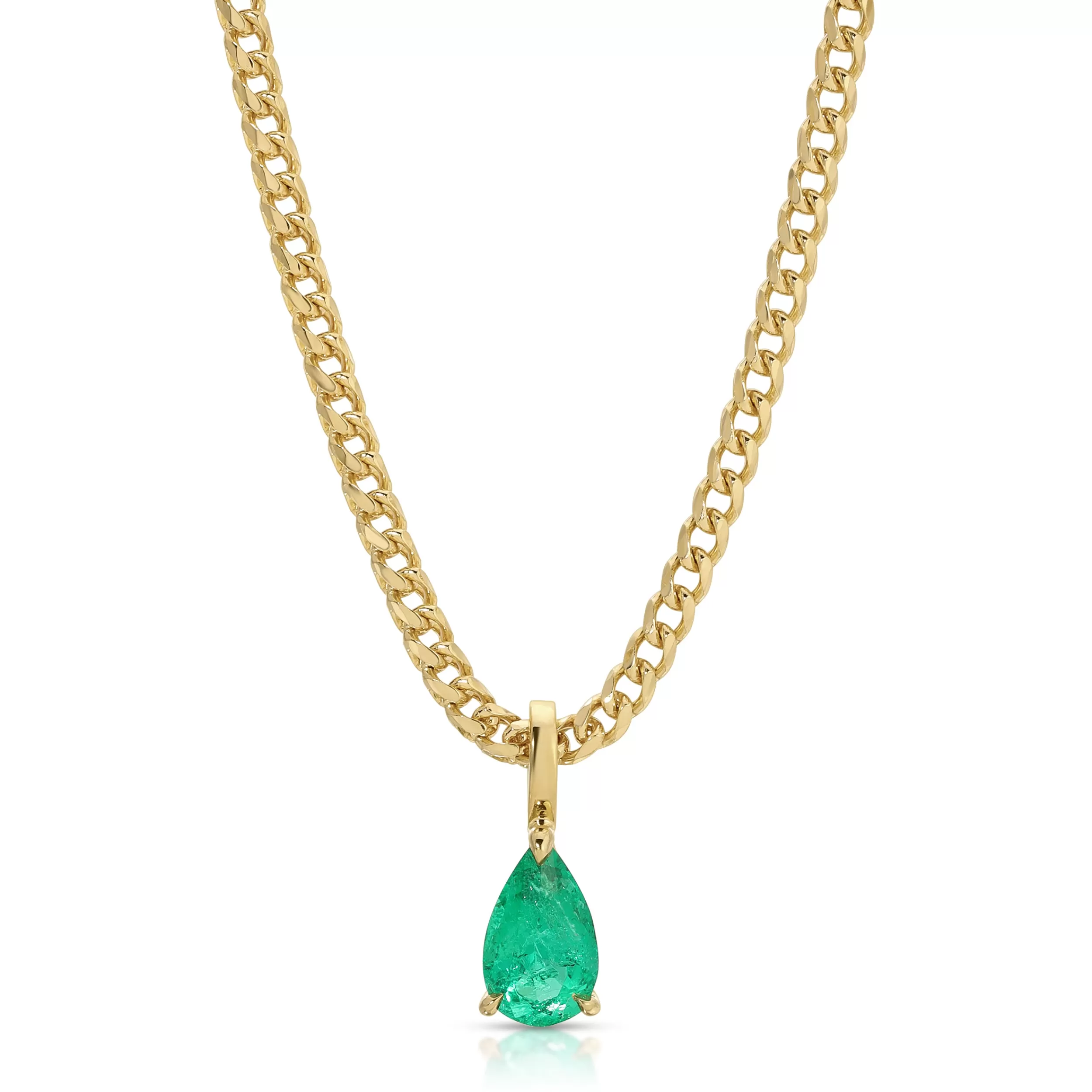 Anita Ko Pendants^COLOMBIAN EMERALD PEAR PENDANT ON FRANCO CHAIN