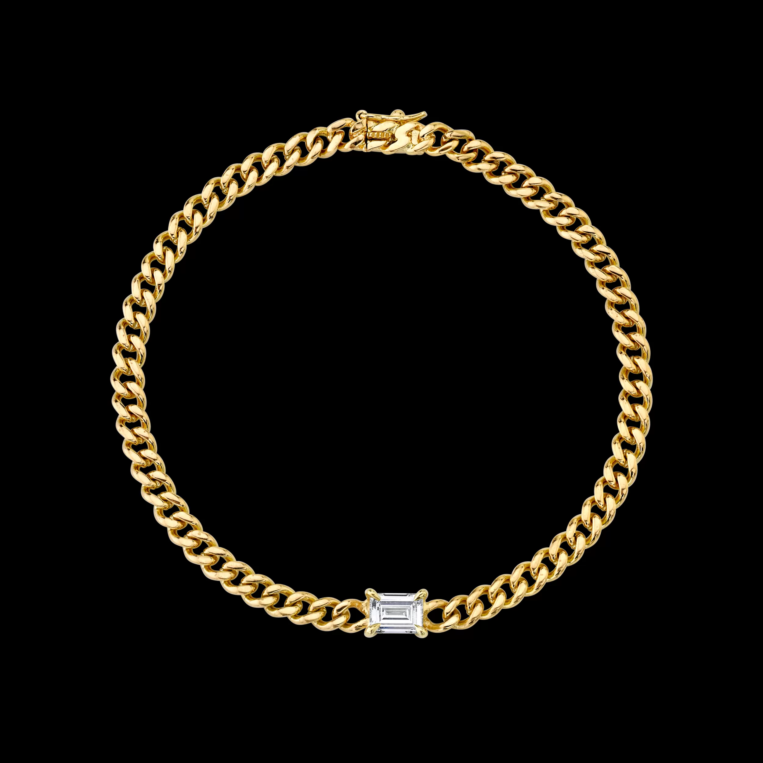 Anita Ko Chain Link^CUBAN LINK BRACELET WITH BAGUETTE DIAMOND CENTER .50