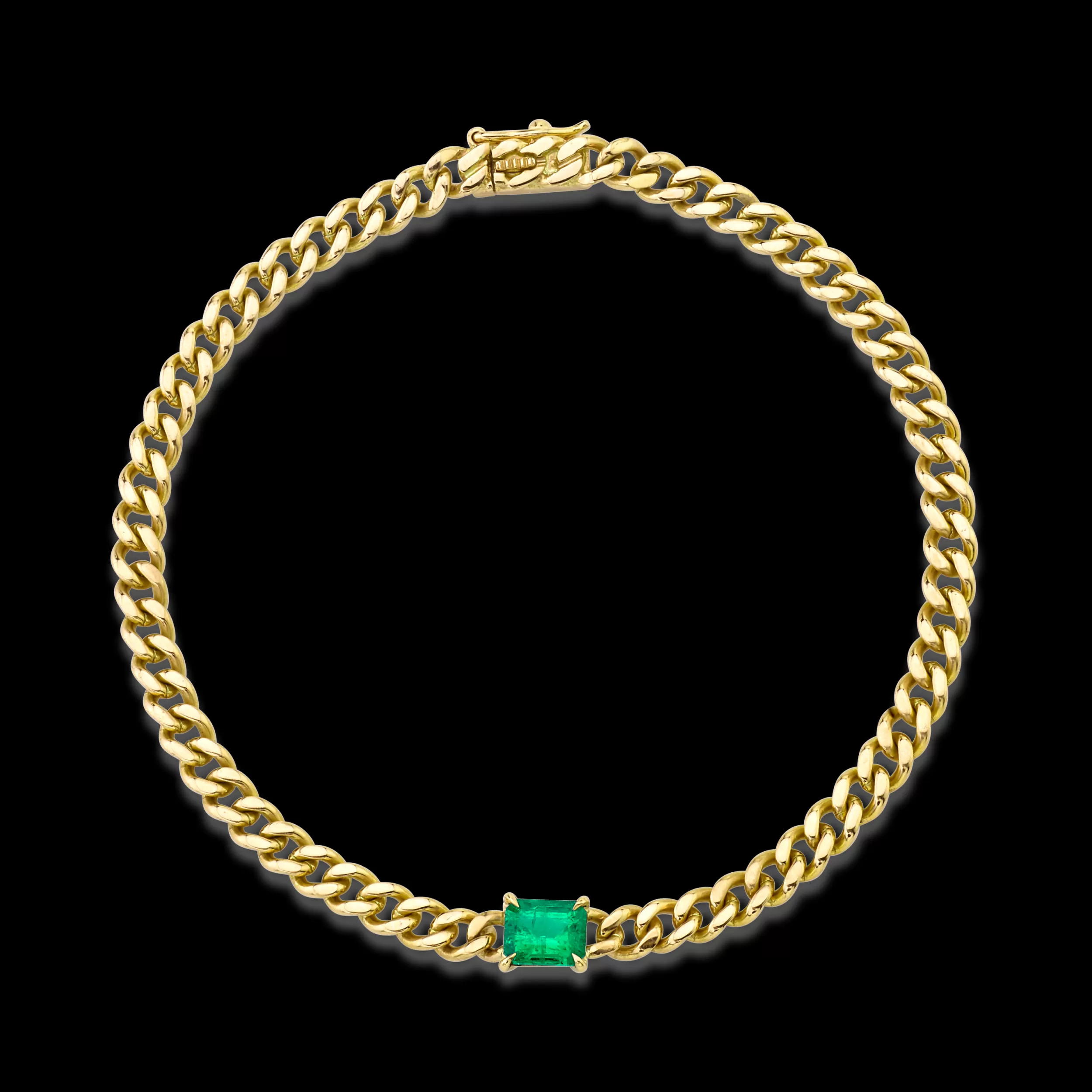 Anita Ko Chain Link^CUBAN LINK BRACELET WITH EMERALD CENTER