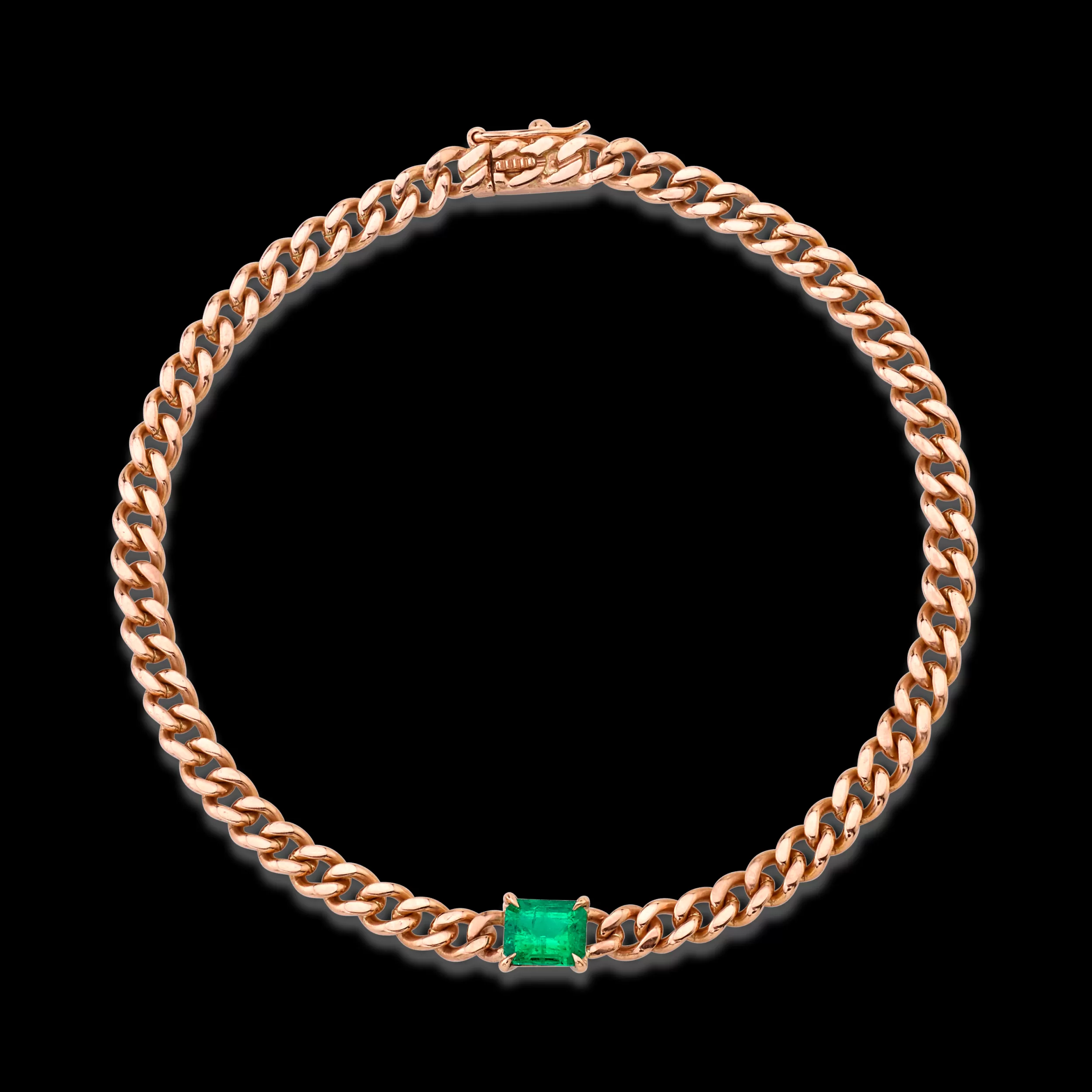 Anita Ko Chain Link^CUBAN LINK BRACELET WITH EMERALD CENTER