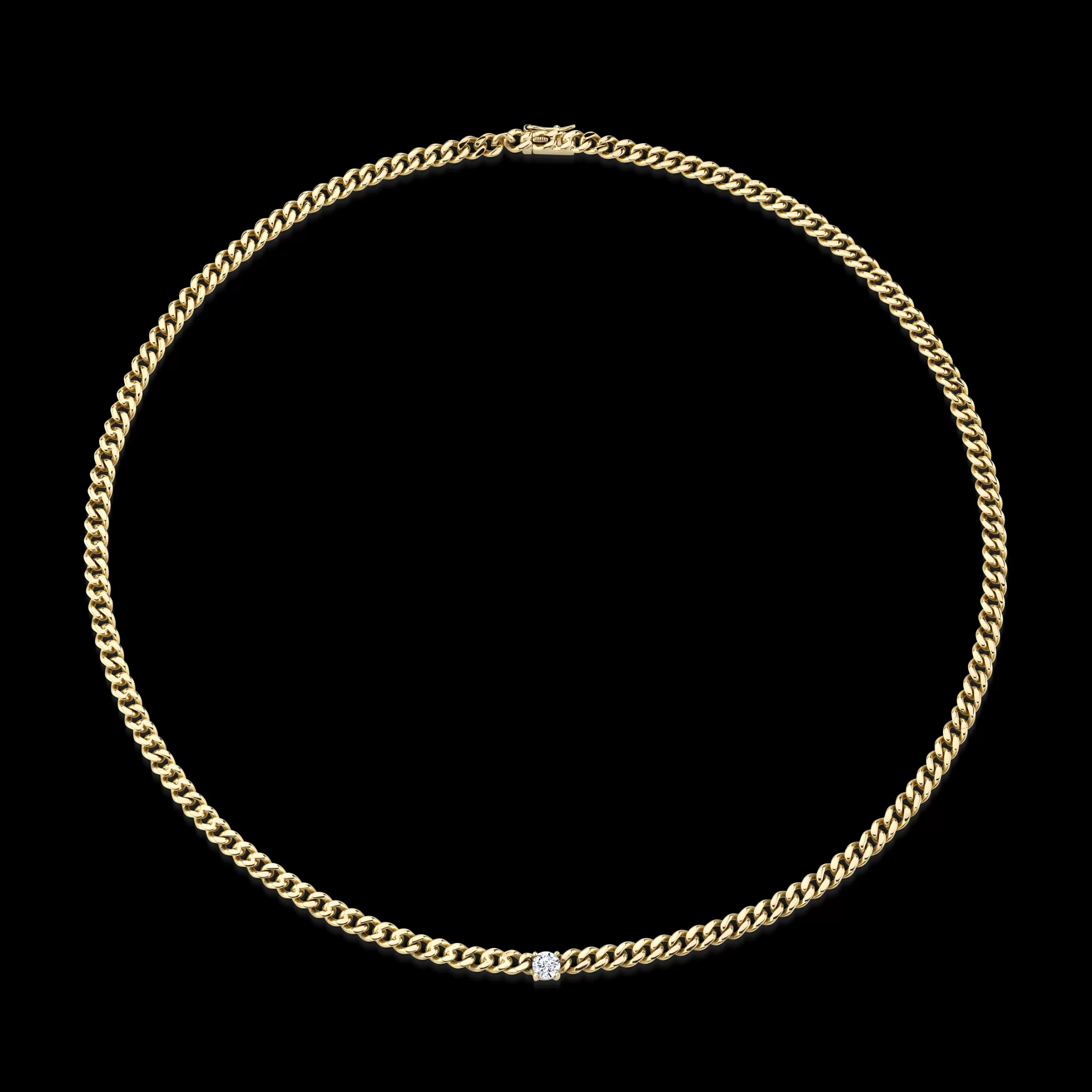 Anita Ko Chokers^CUBAN LINK NECKLACE WITH ROUND DIAMOND CENTER