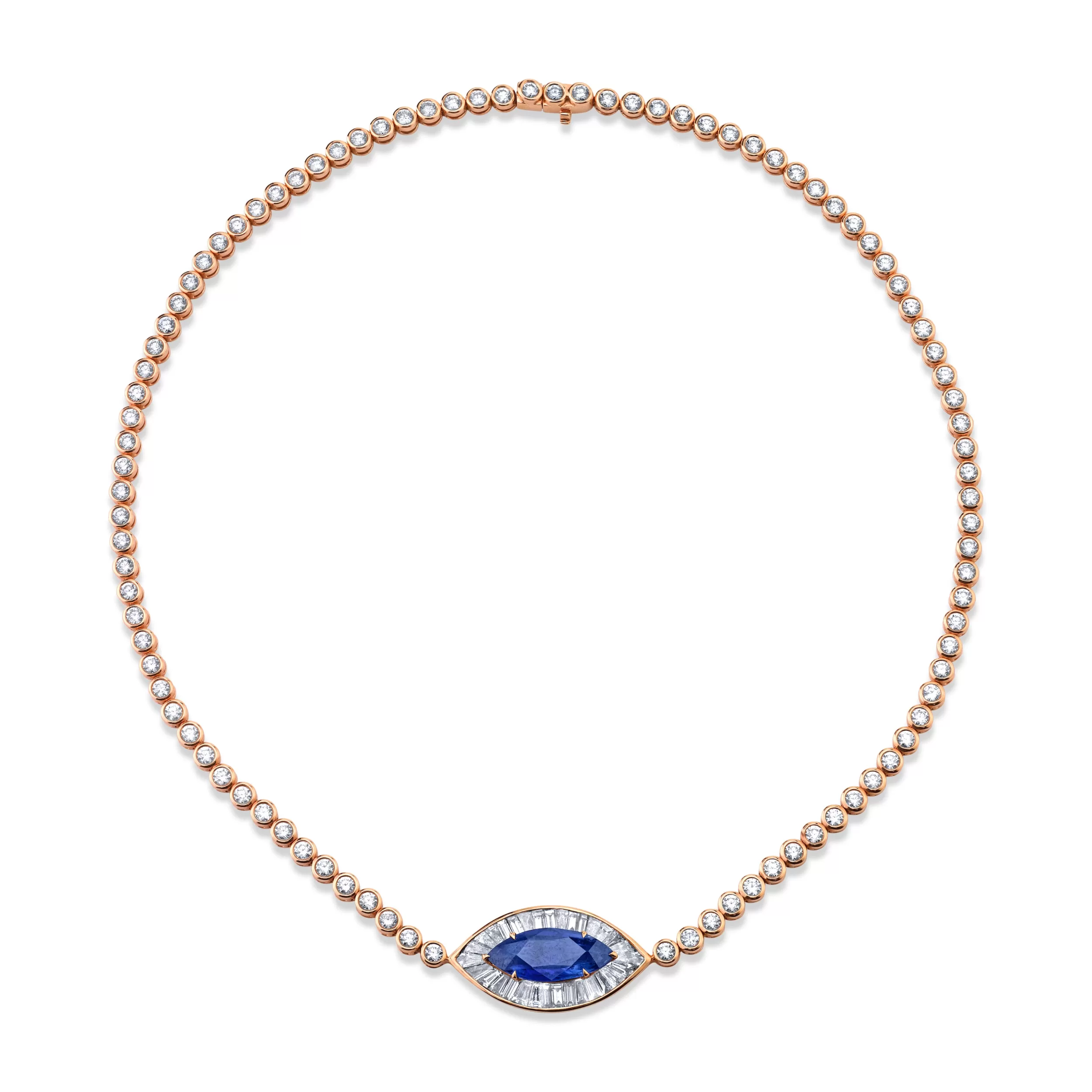 Anita Ko One Of A Kind^DIAMOND EVIL EYE CHOKER WITH BLUE SAPPHIRE EYE