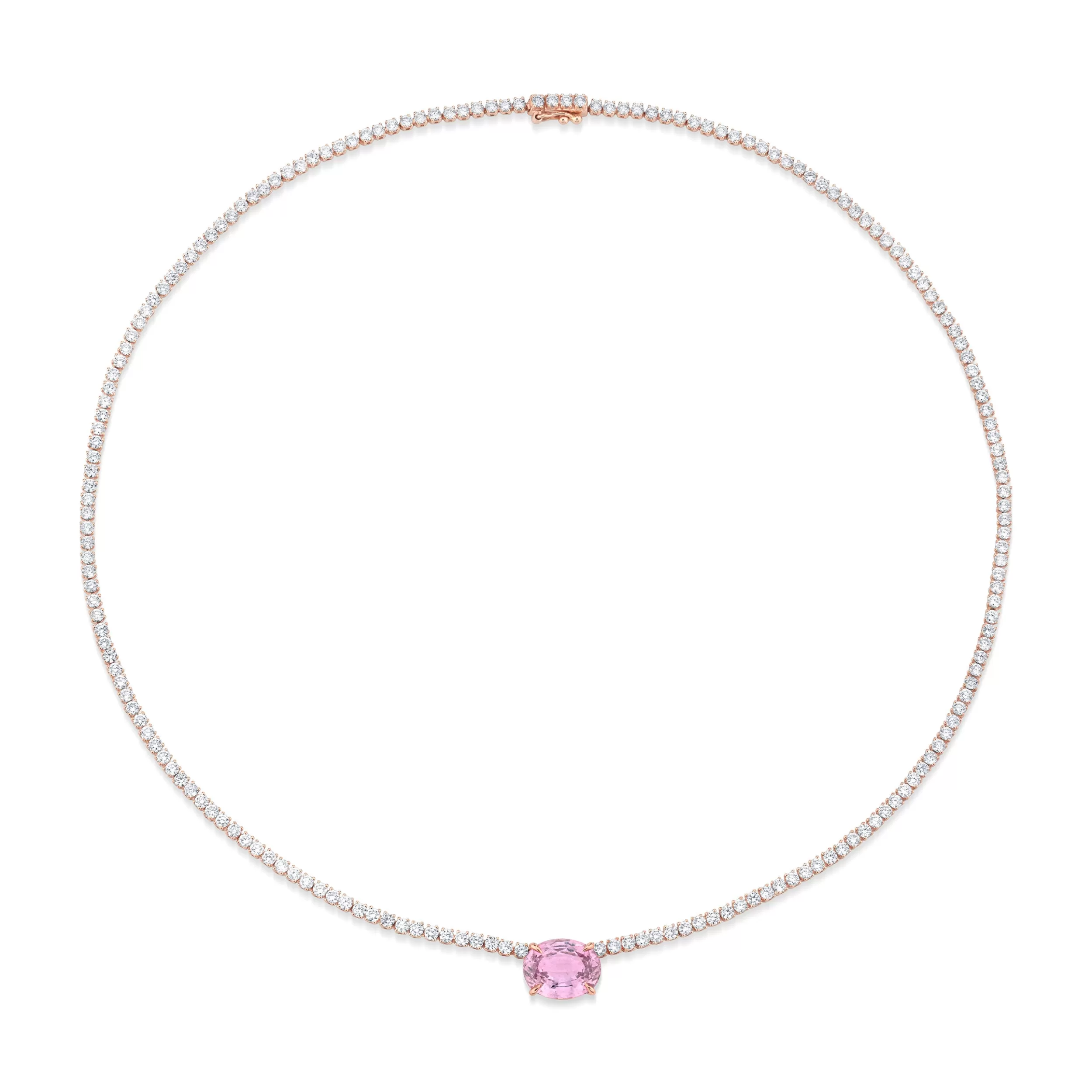 Anita Ko One Of A Kind^DIAMOND HEPBURN CHOKER WITH OVAL SHAPED PINK SAPPHIRE