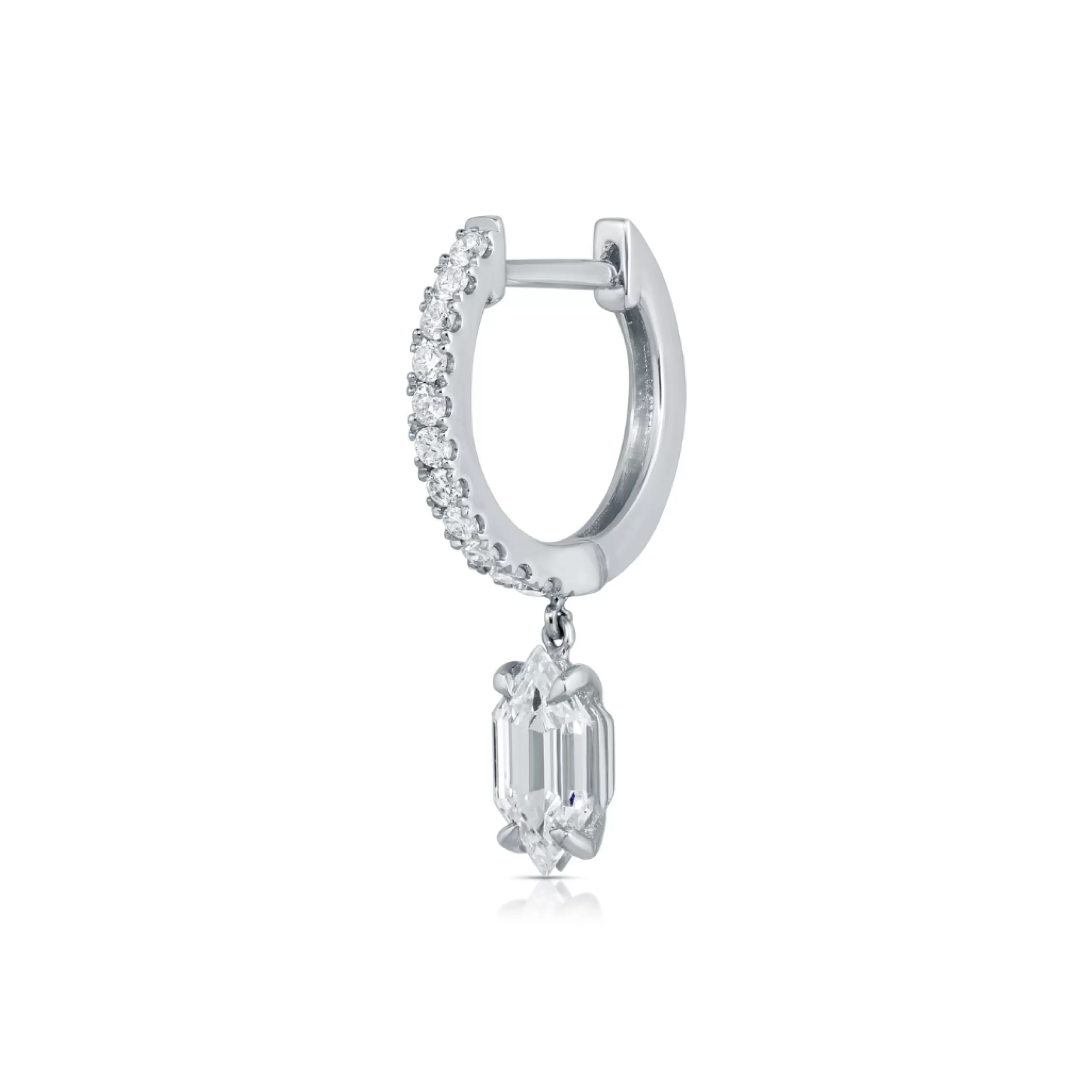 Anita Ko Huggies^DIAMOND HUGGIE WITH BULLET SHAPED DIAMOND DROP