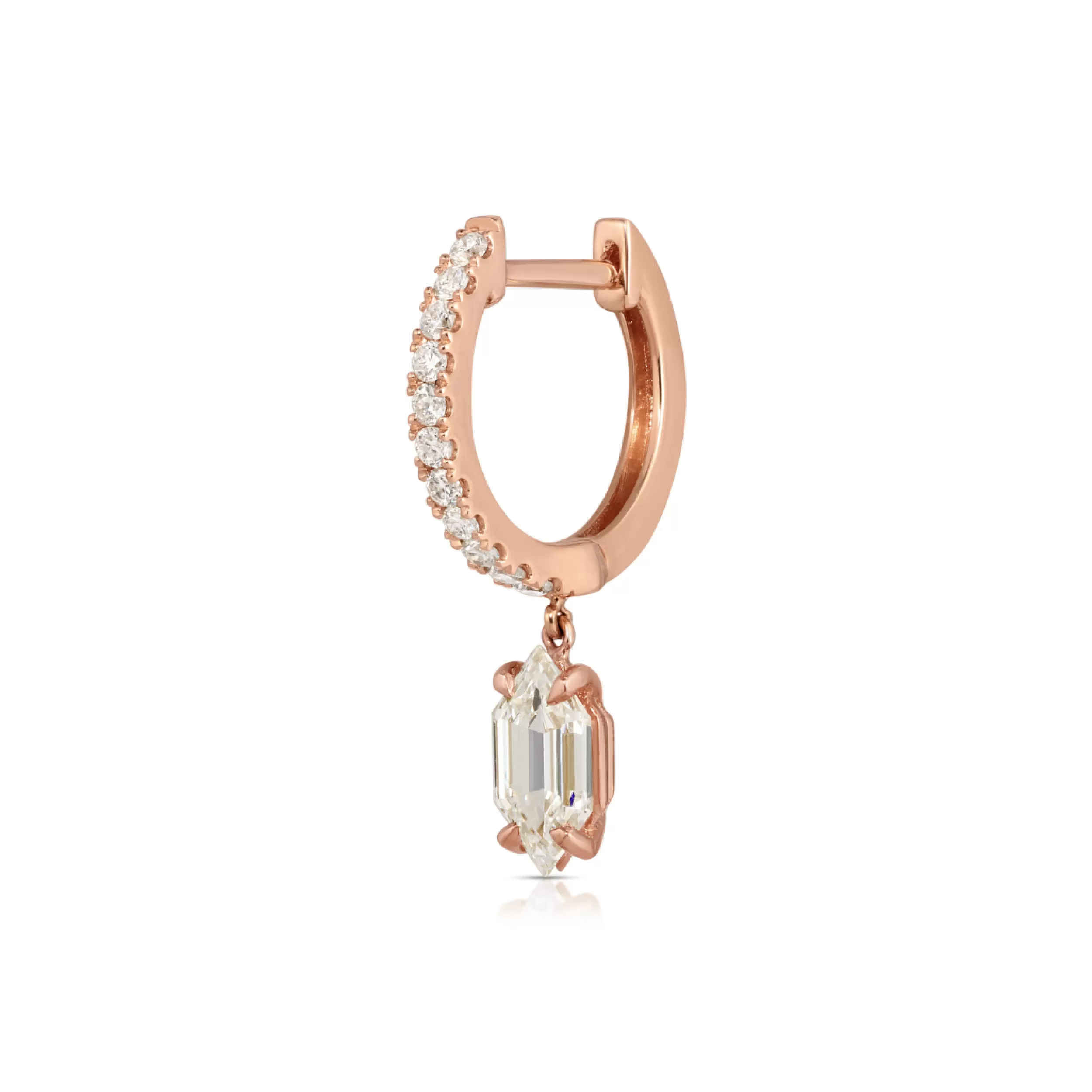 Anita Ko Huggies^DIAMOND HUGGIE WITH BULLET SHAPED DIAMOND DROP