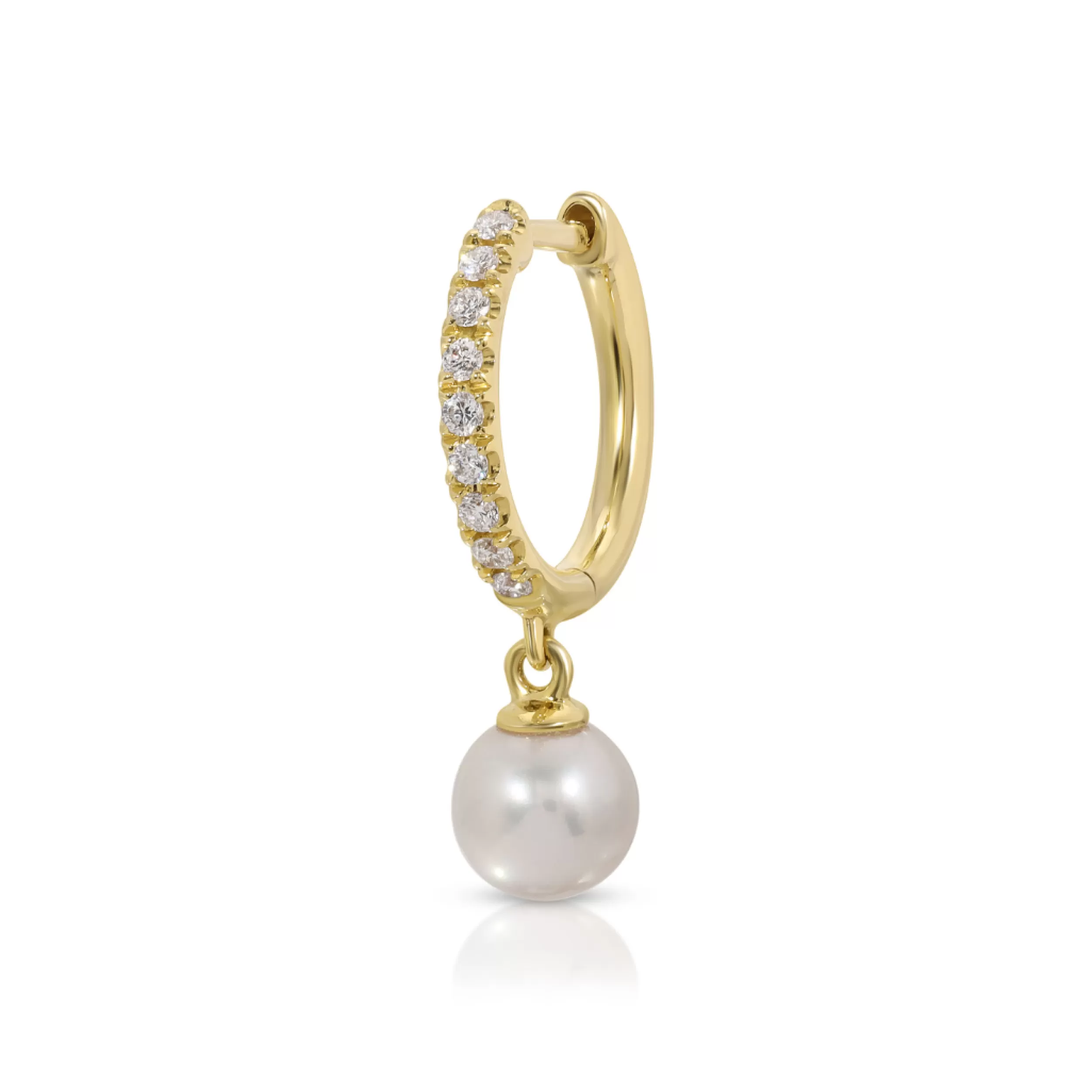 Anita Ko Huggies^DIAMOND HUGGIE WITH PEARL DROP