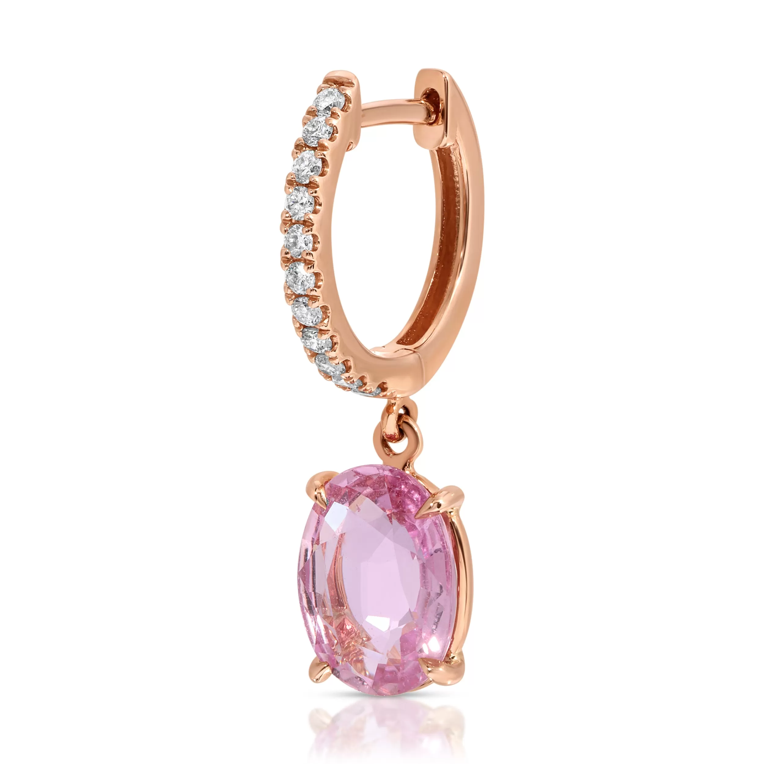 Anita Ko One Of A Kind^DIAMOND HUGGIE WITH PINK SAPPHIRE OVAL DROP