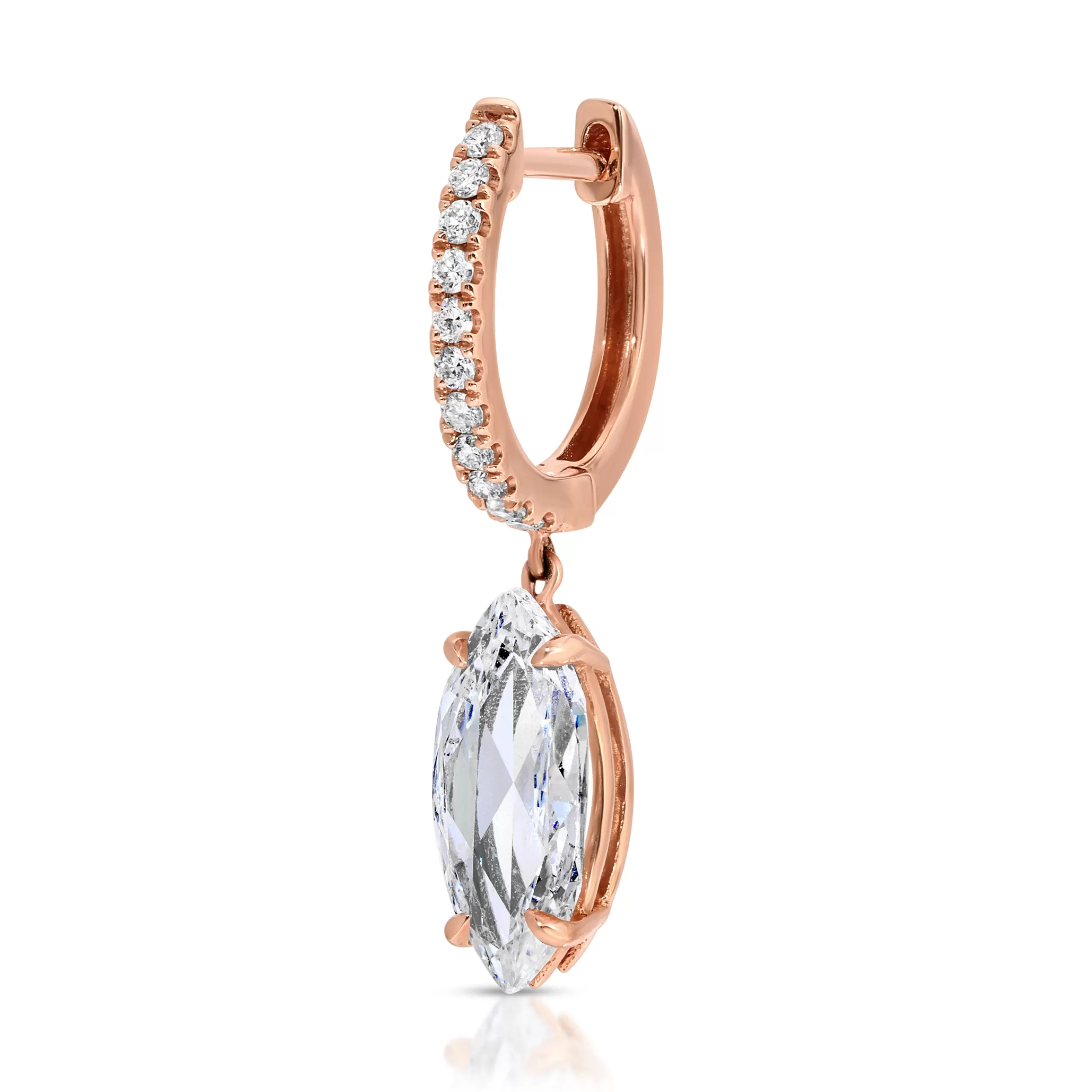 Anita Ko Huggies^DIAMOND HUGGIE WITH ROSE CUT MARQUISE DIAMOND DROP .97