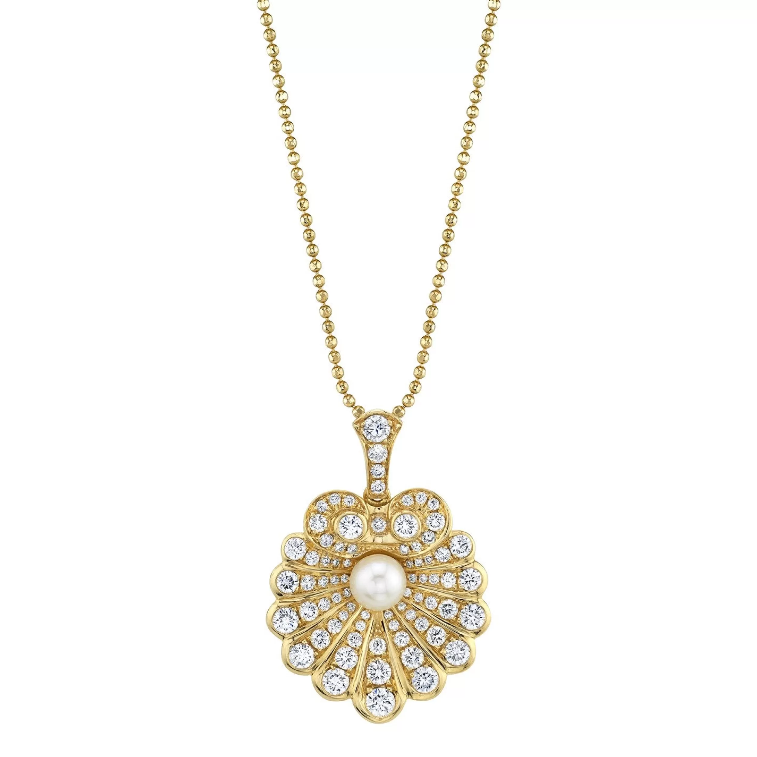 Anita Ko Pendants^DIAMOND OYSTER AND PEARL NECKLACE