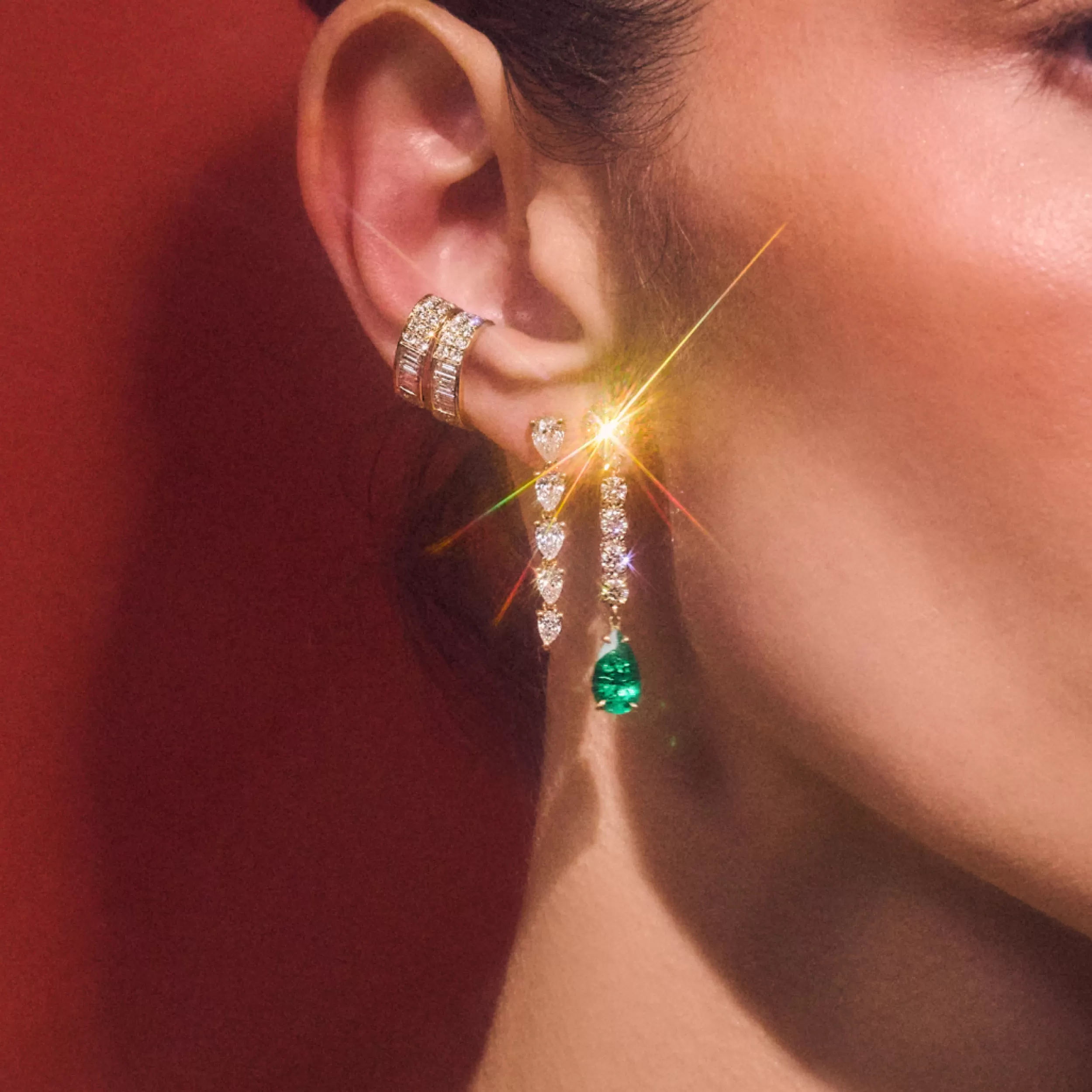 Anita Ko One Of A Kind^EMERALD AND DIAMOND OLIVIA EARRINGS