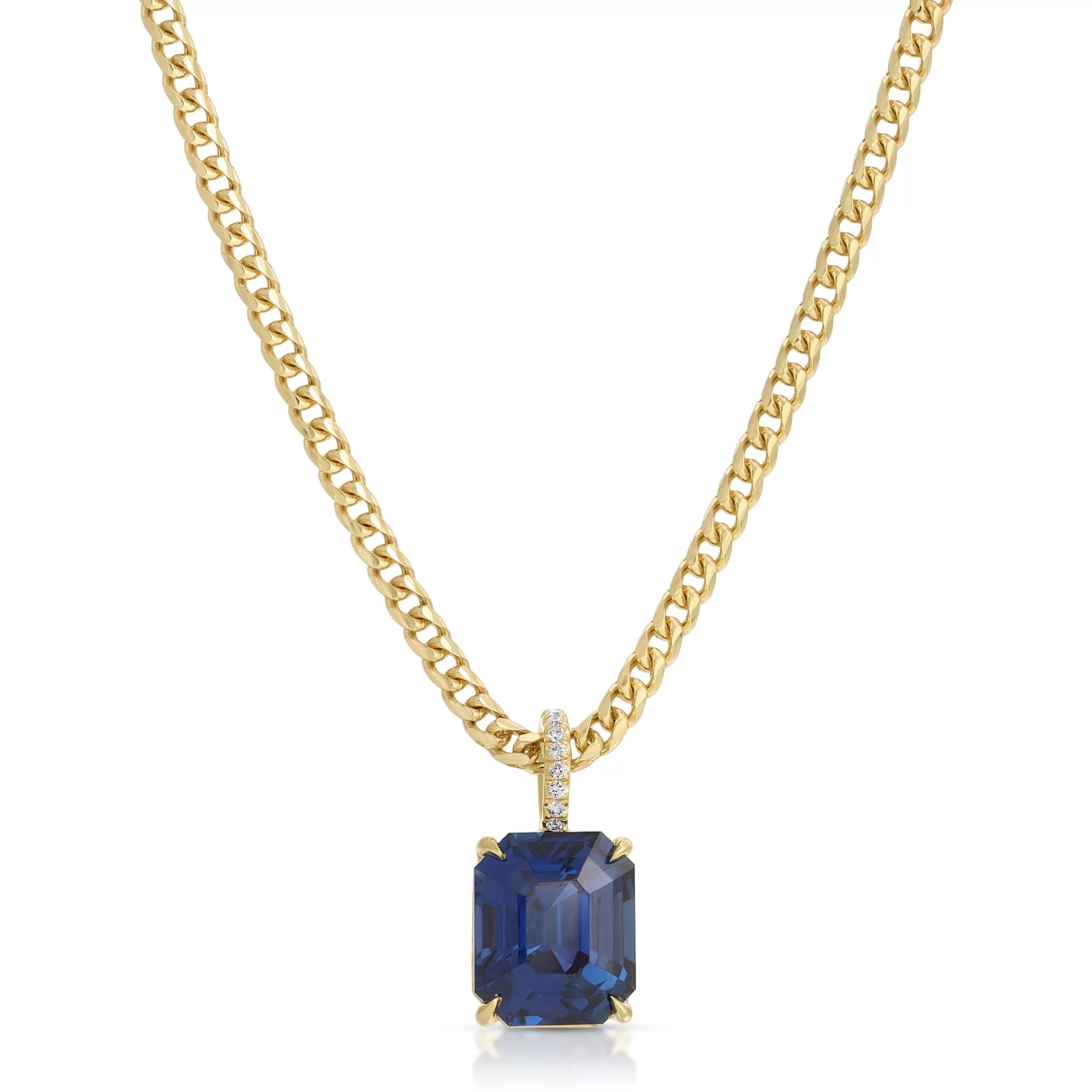 Anita Ko One Of A Kind^EMERALD CUT BLUE SAPPHIRE PENDANT