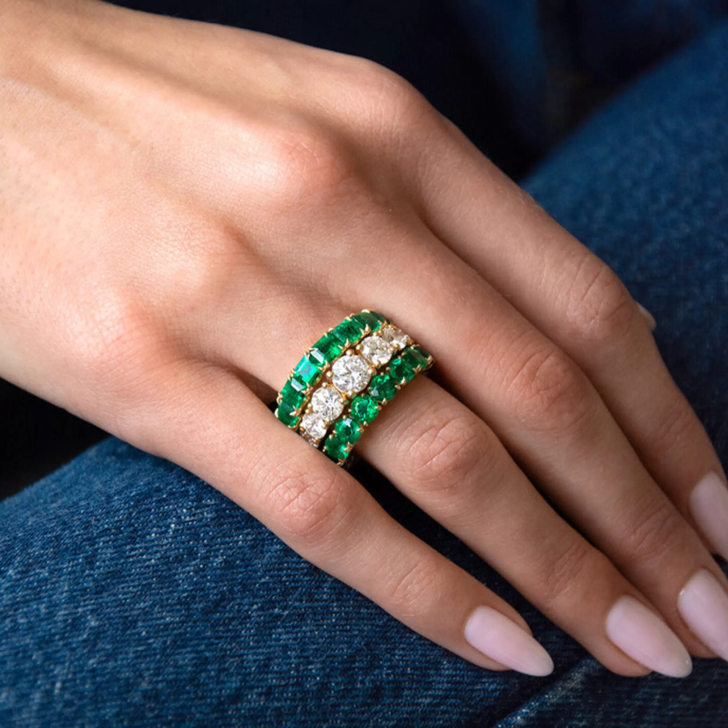 Anita Ko One Of A Kind^EMERALD CUT EMERALD HALF BAND