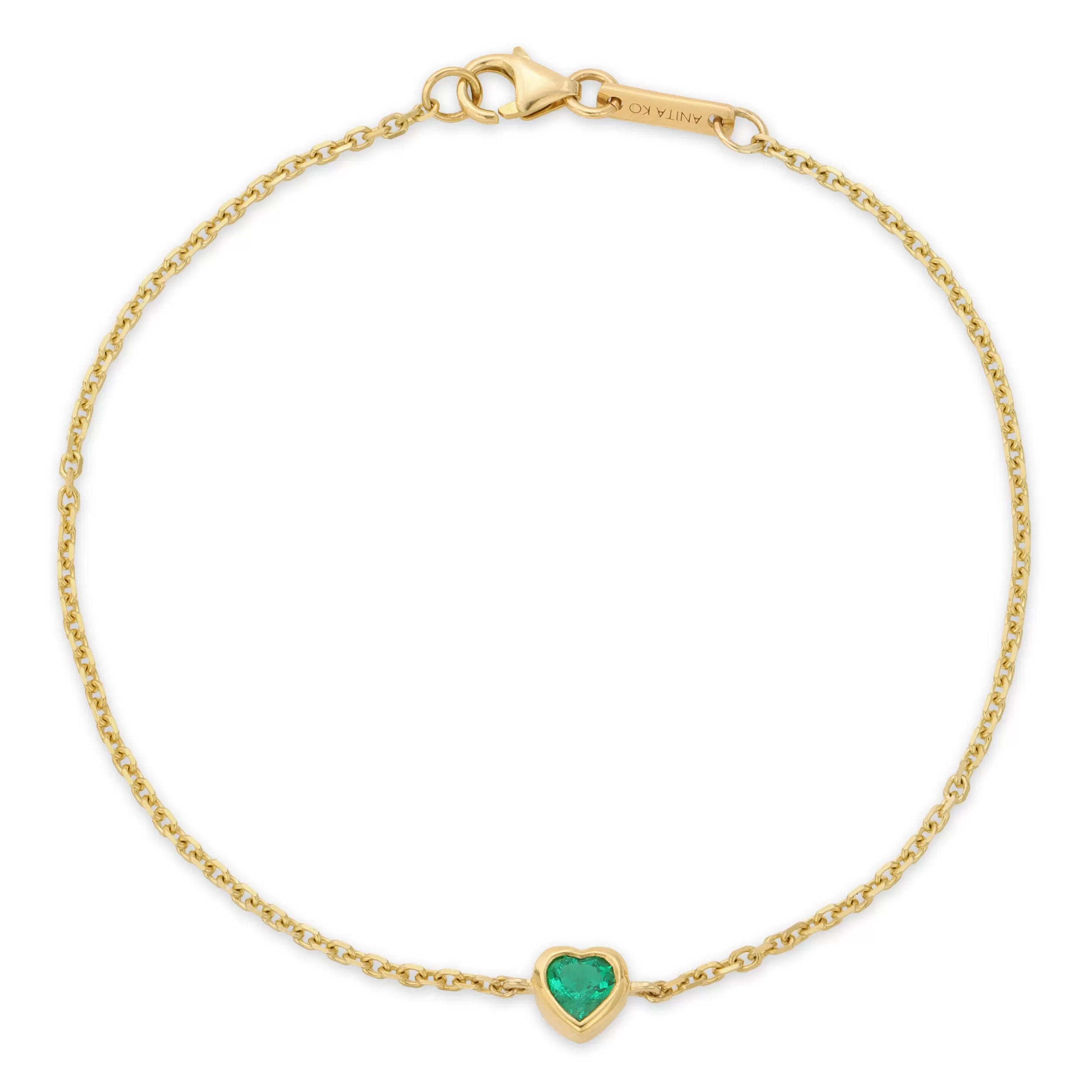 Anita Ko Chain Link^EMERALD HEART CHAIN BRACELET