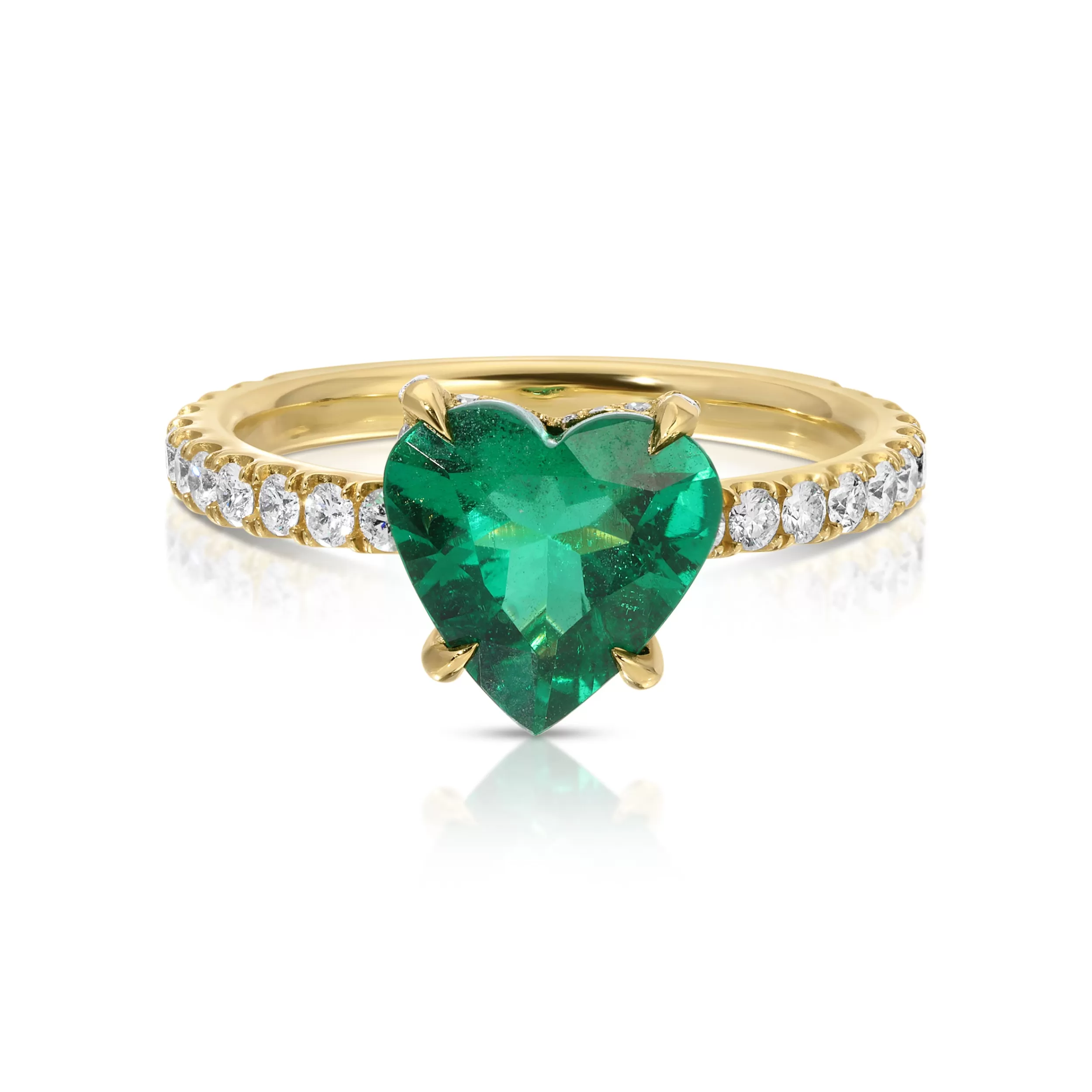 Anita Ko One Of A Kind^EMERALD HEART RING WITH DIAMOND BASKET AND BAND