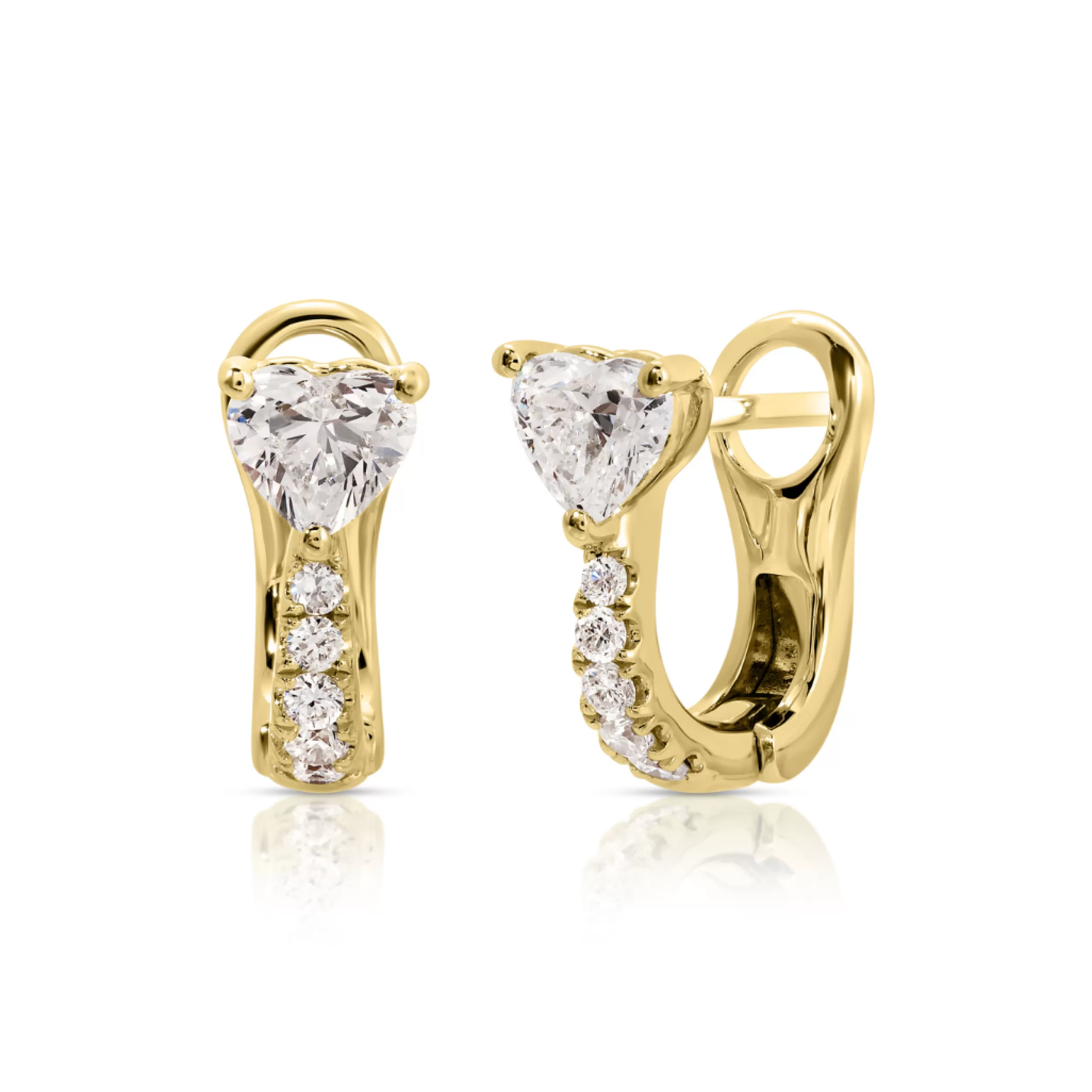 Anita Ko Huggies^FLAT PAVE DIAMOND HUGGIES WITH HEART DIAMONDS