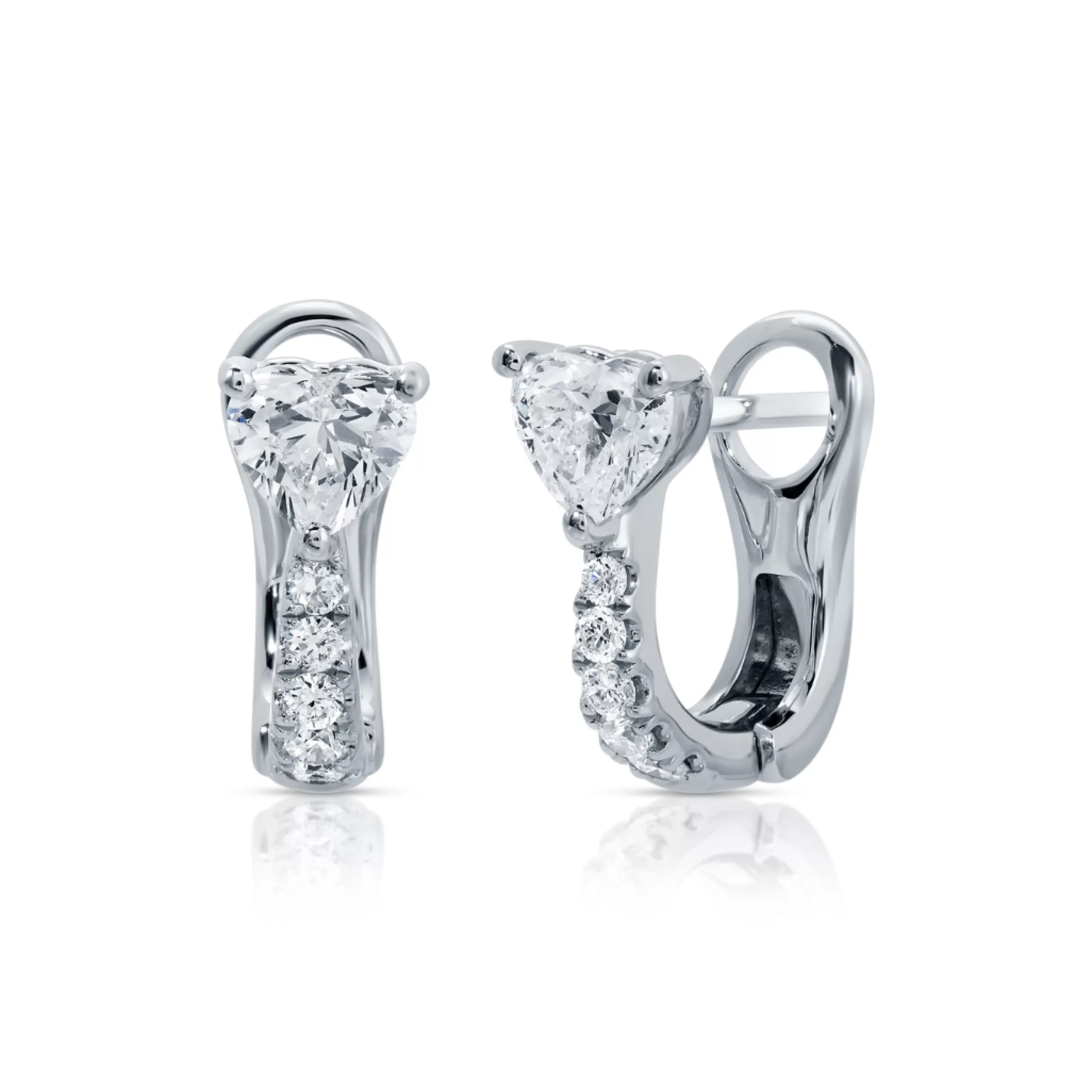 Anita Ko Huggies^FLAT PAVE DIAMOND HUGGIES WITH HEART DIAMONDS