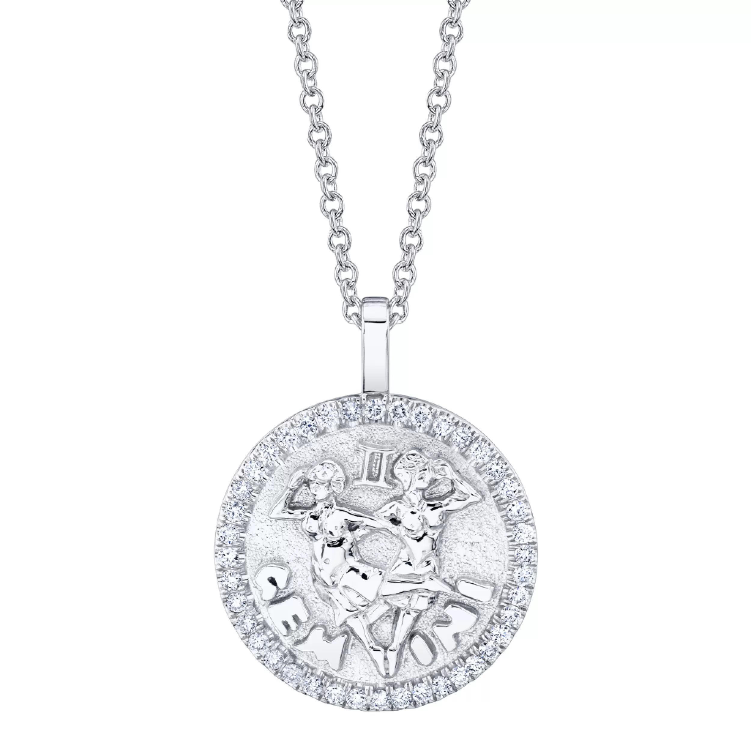 Anita Ko Pendants | Zodiac Coins^GEMINI ZODIAC COIN PENDANT WITH DIAMOND FRAME