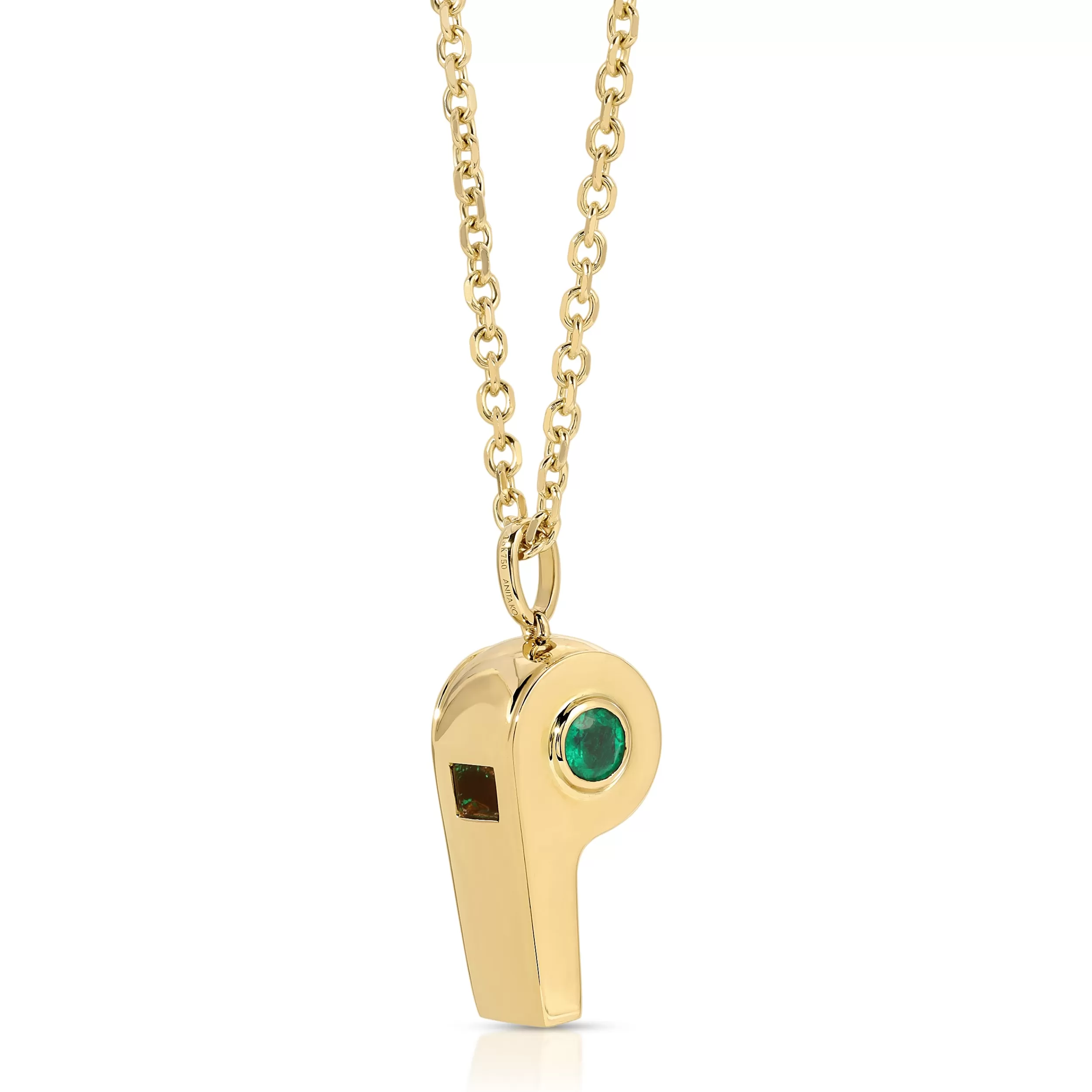 Anita Ko Pendants^GOLD AND COLOMBIAN EMERALD WHISTLE