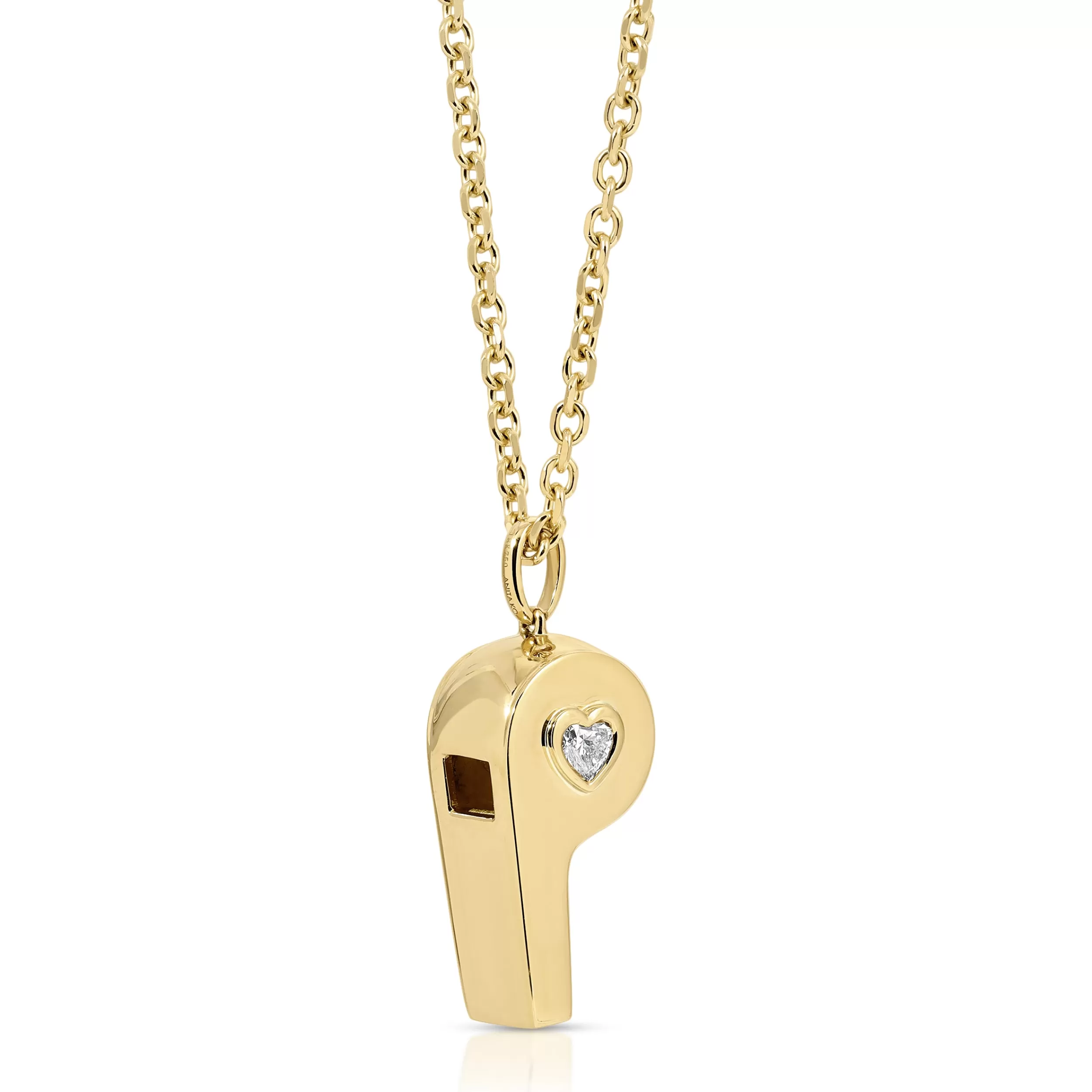 Anita Ko Pendants^GOLD AND HEART DIAMOND WHISTLE