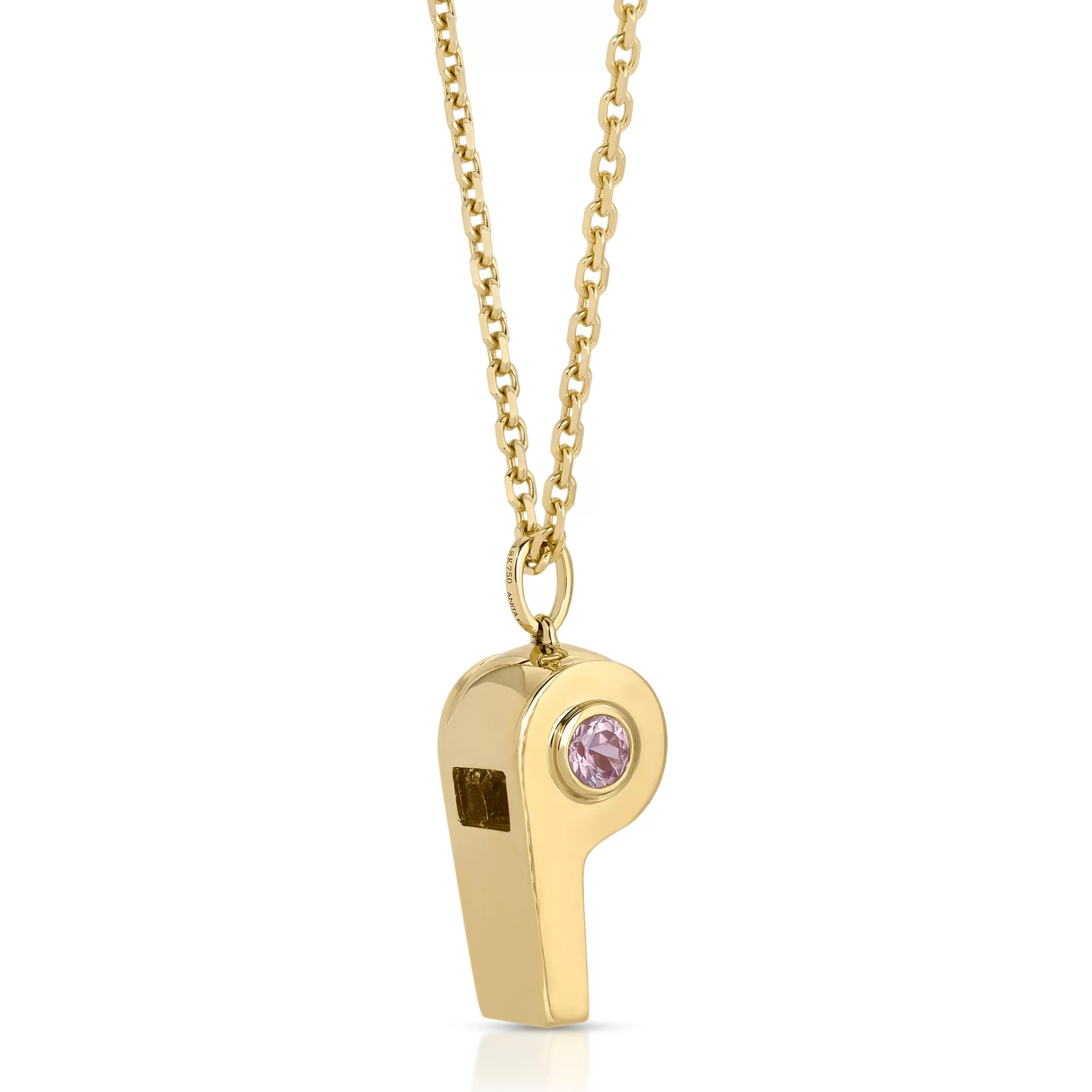 Anita Ko Pendants^GOLD AND PINK SAPPHIRE BABY WHISTLE