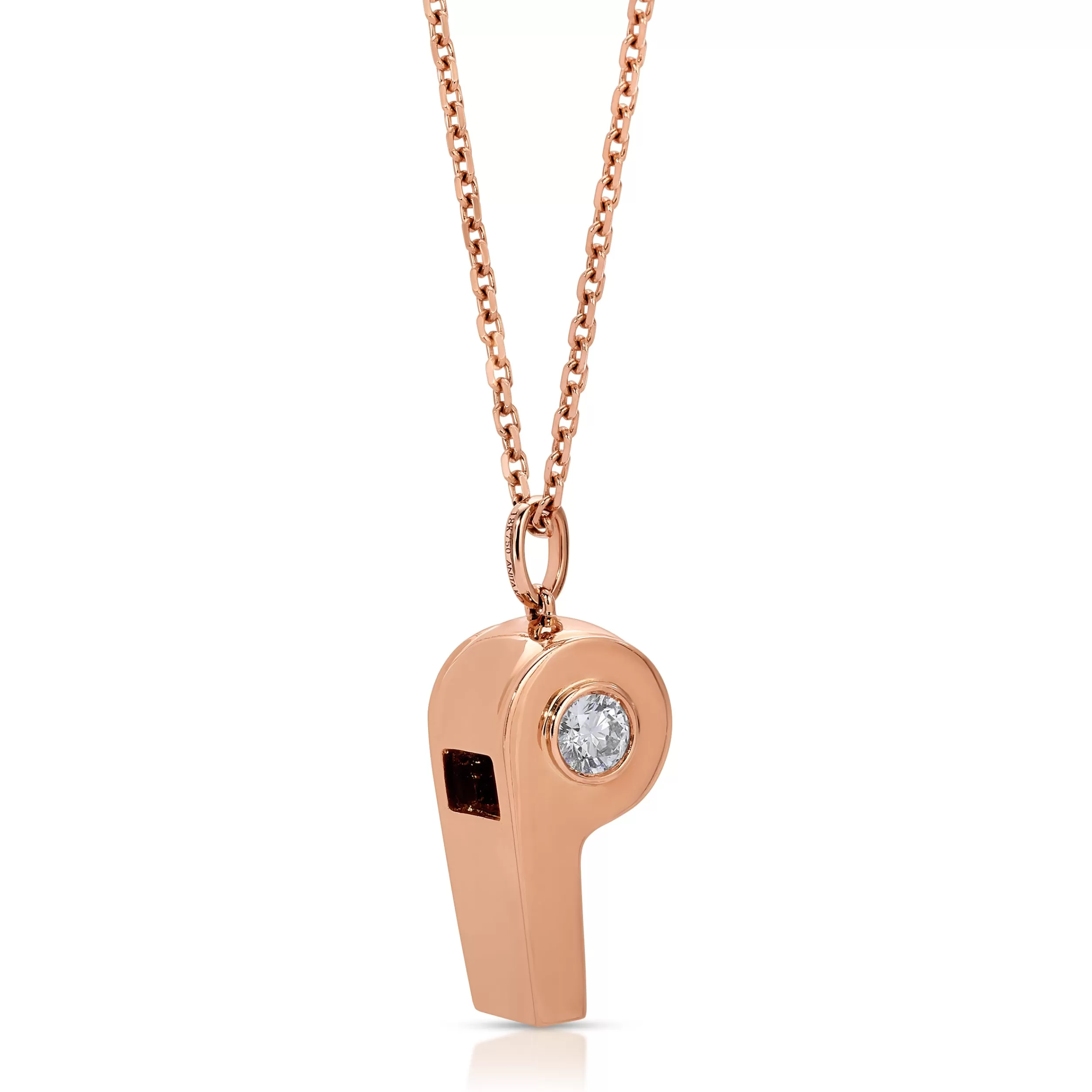 Anita Ko Pendants^GOLD AND ROUND DIAMOND BABY WHISTLE