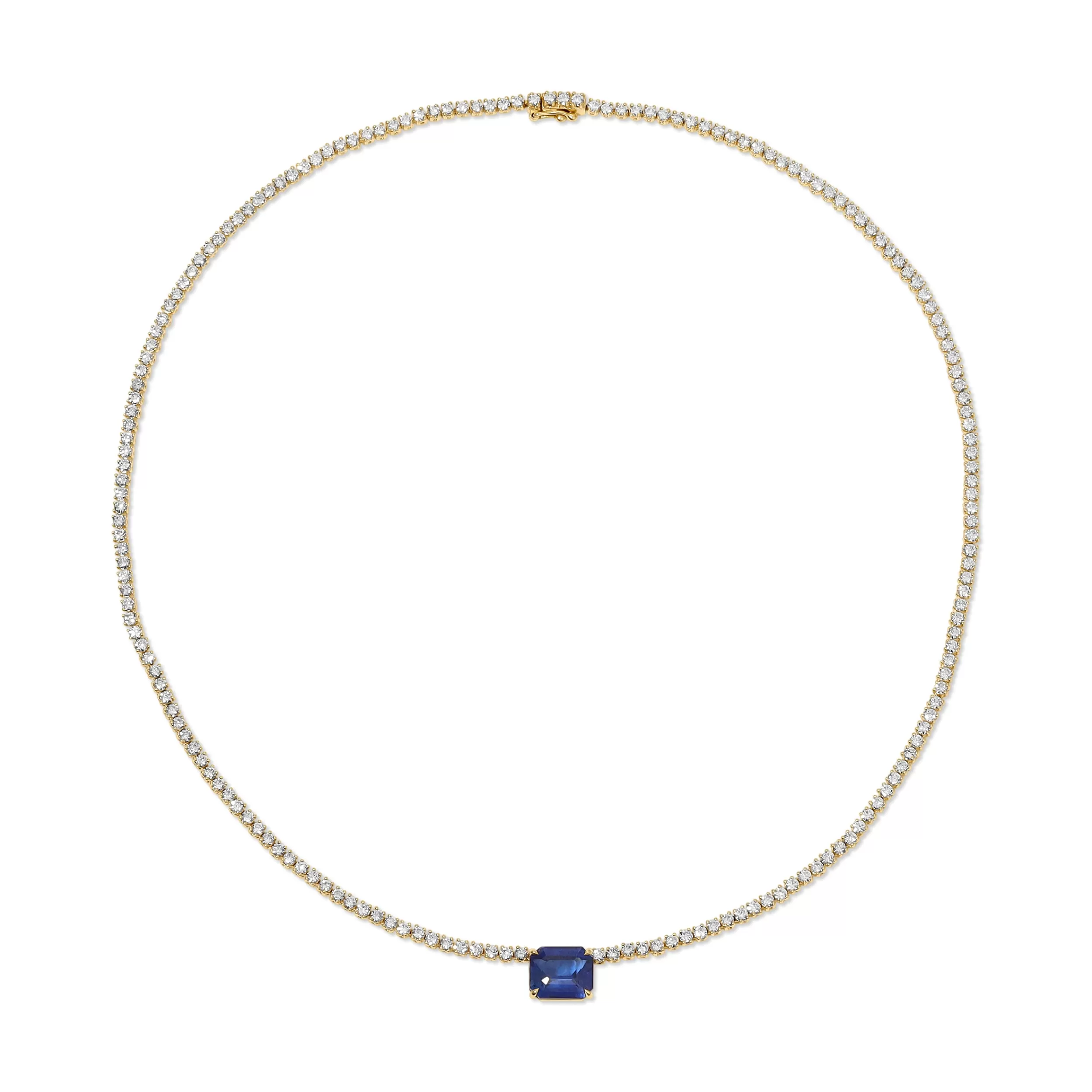 Anita Ko One Of A Kind^HEPBURN CHOKER WITH EMERALD CUT BLUE SAPPHIRE CENTER