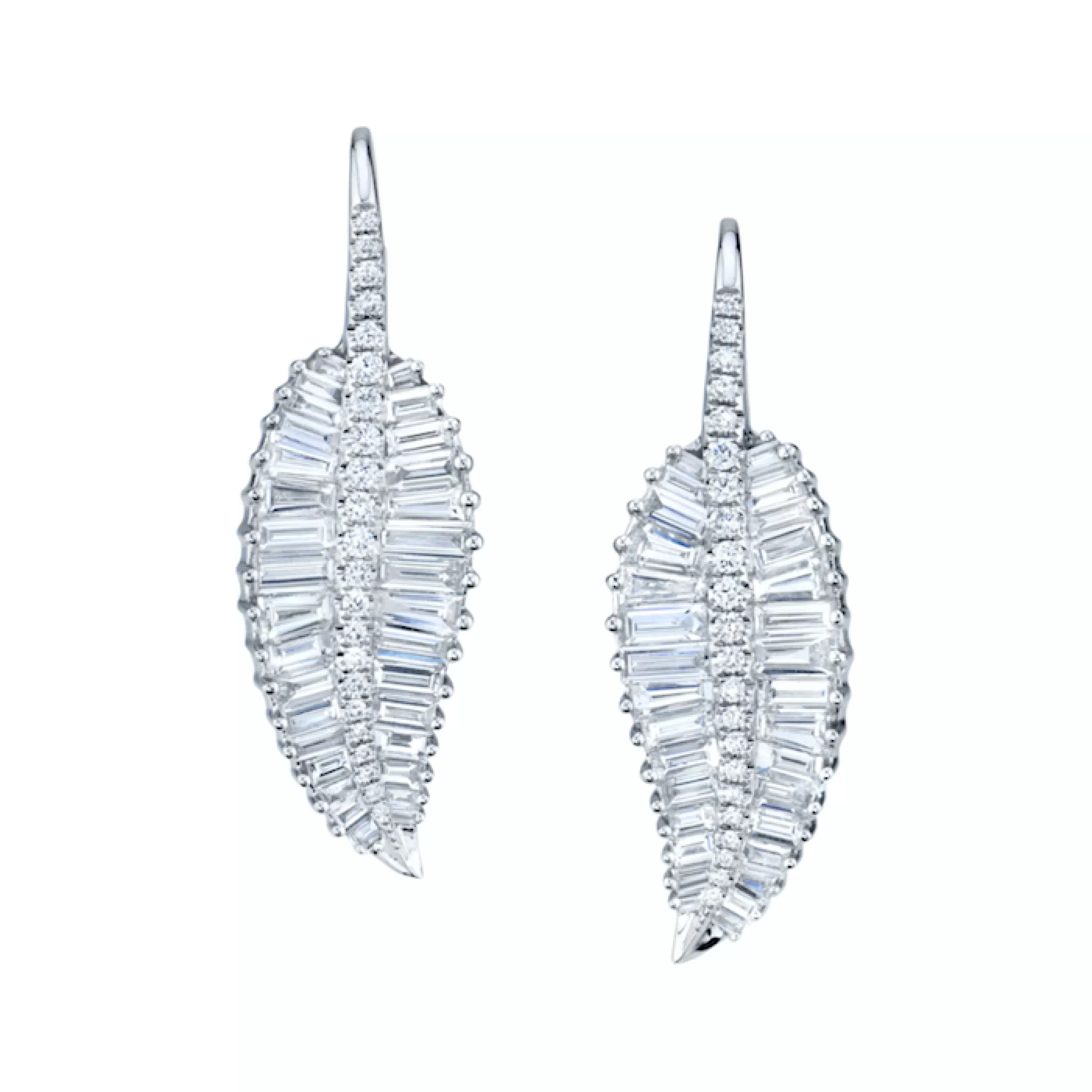 Anita Ko Leaf^LARGE PALM LEAF DROP EARRINGS WITH PAVE DIAMOND STEM