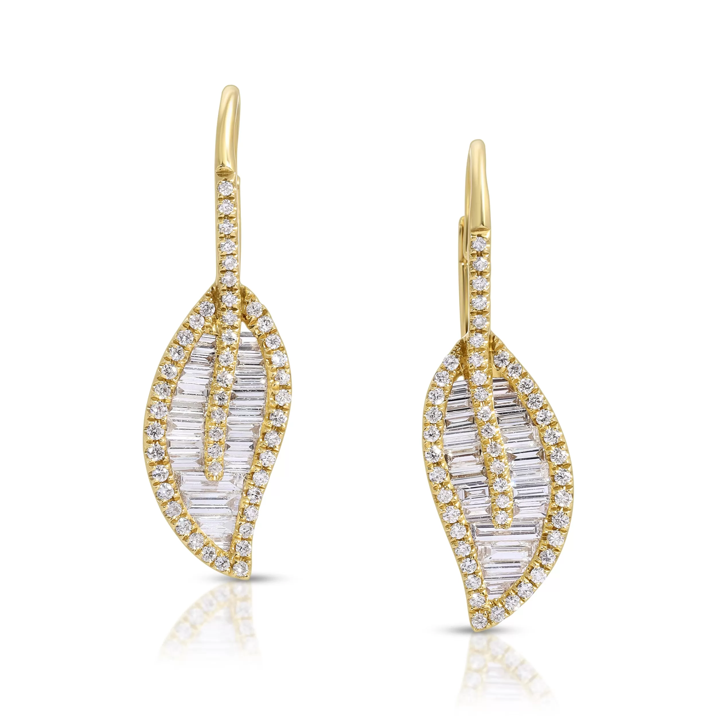 Anita Ko Leaf^LEAF DROP EARRINGS WITH PAVE DIAMOND STEM