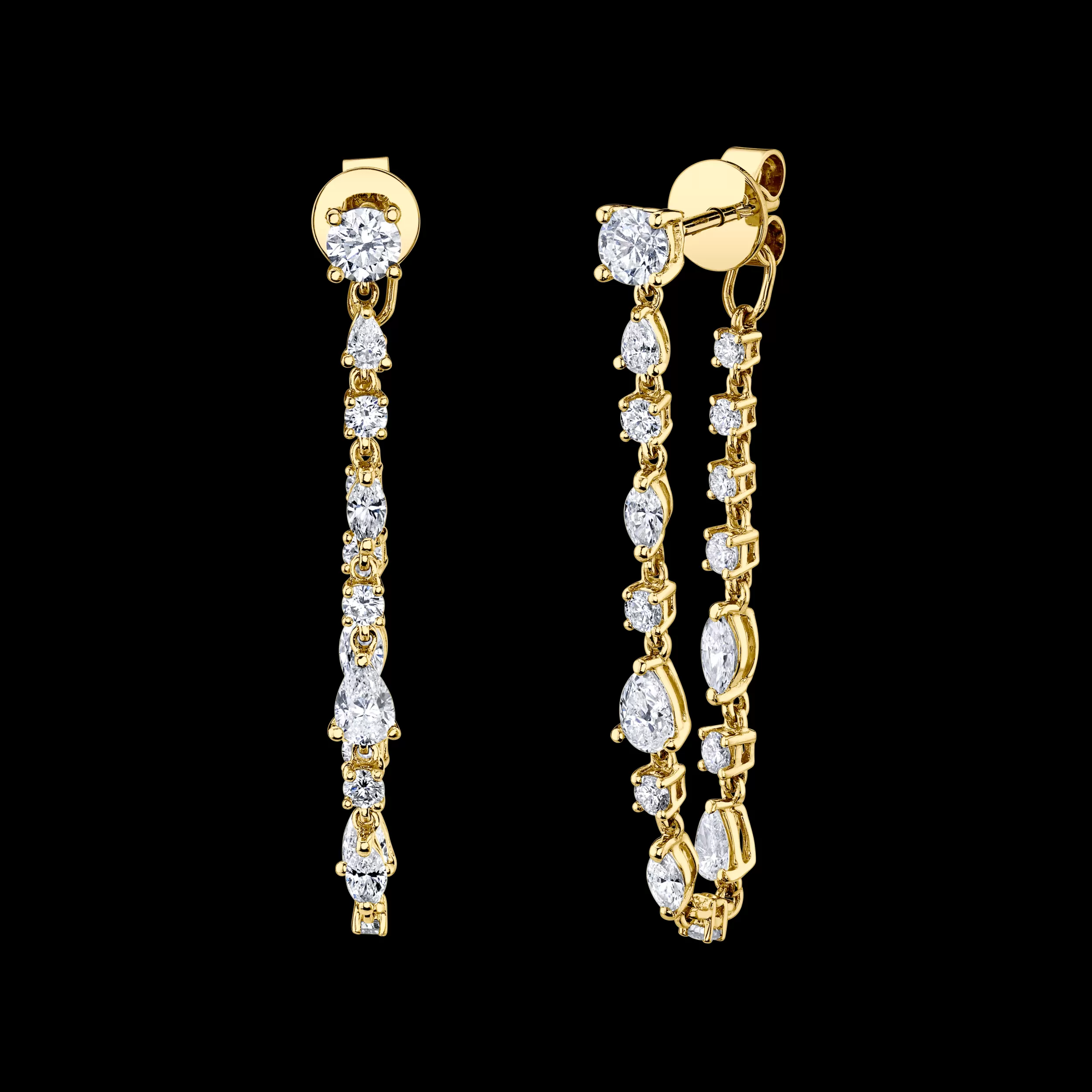 Anita Ko Long^LONG MULTI SHAPED DIAMOND LOOP EARRINGS