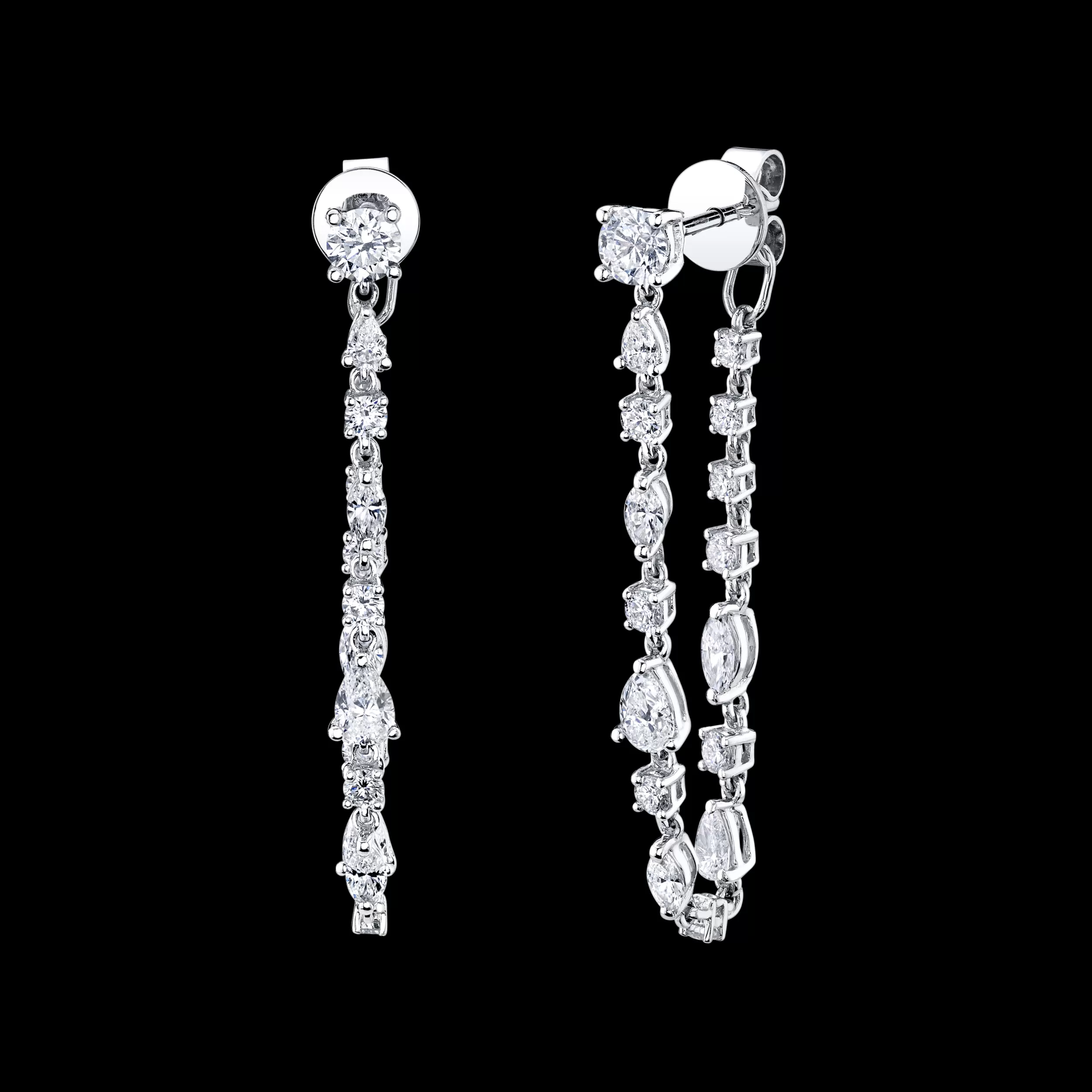 Anita Ko Long^LONG MULTI SHAPED DIAMOND LOOP EARRINGS