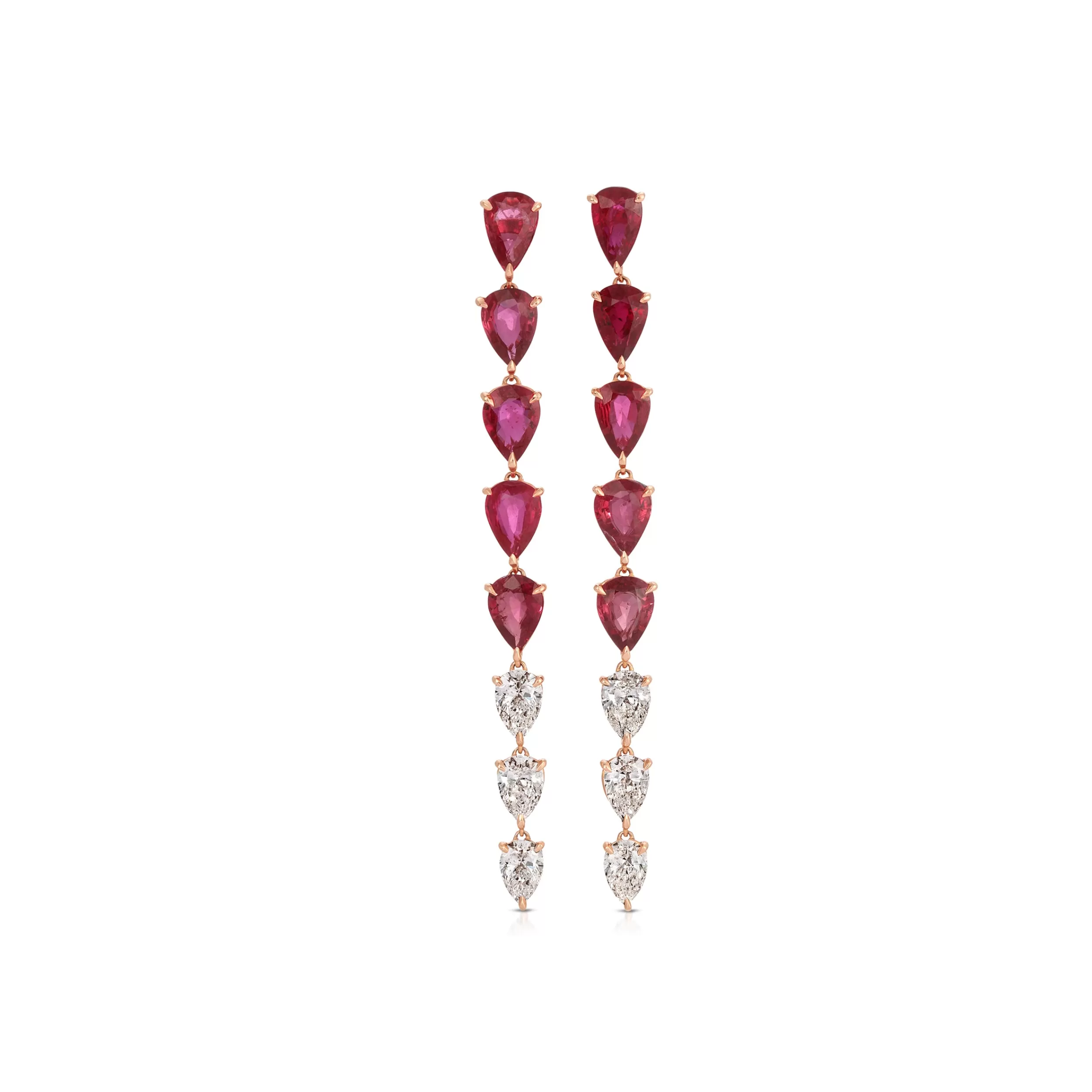 Anita Ko One Of A Kind^LONG RUBY AND DIAMOND PEAR DROP EARRINGS