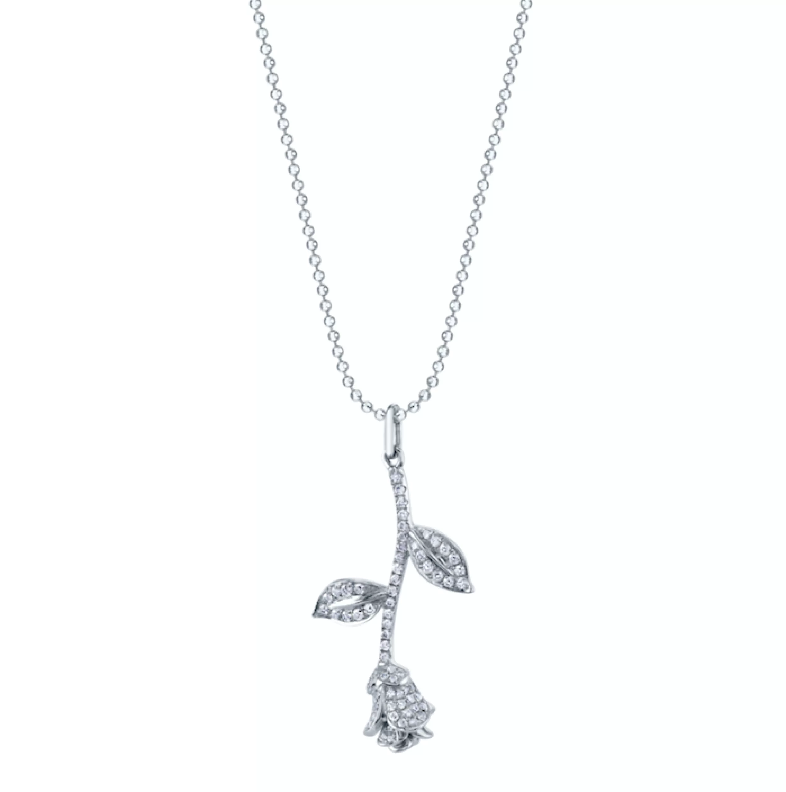 Anita Ko Pendants^LONG STEM ROSE DIAMOND NECKLACE