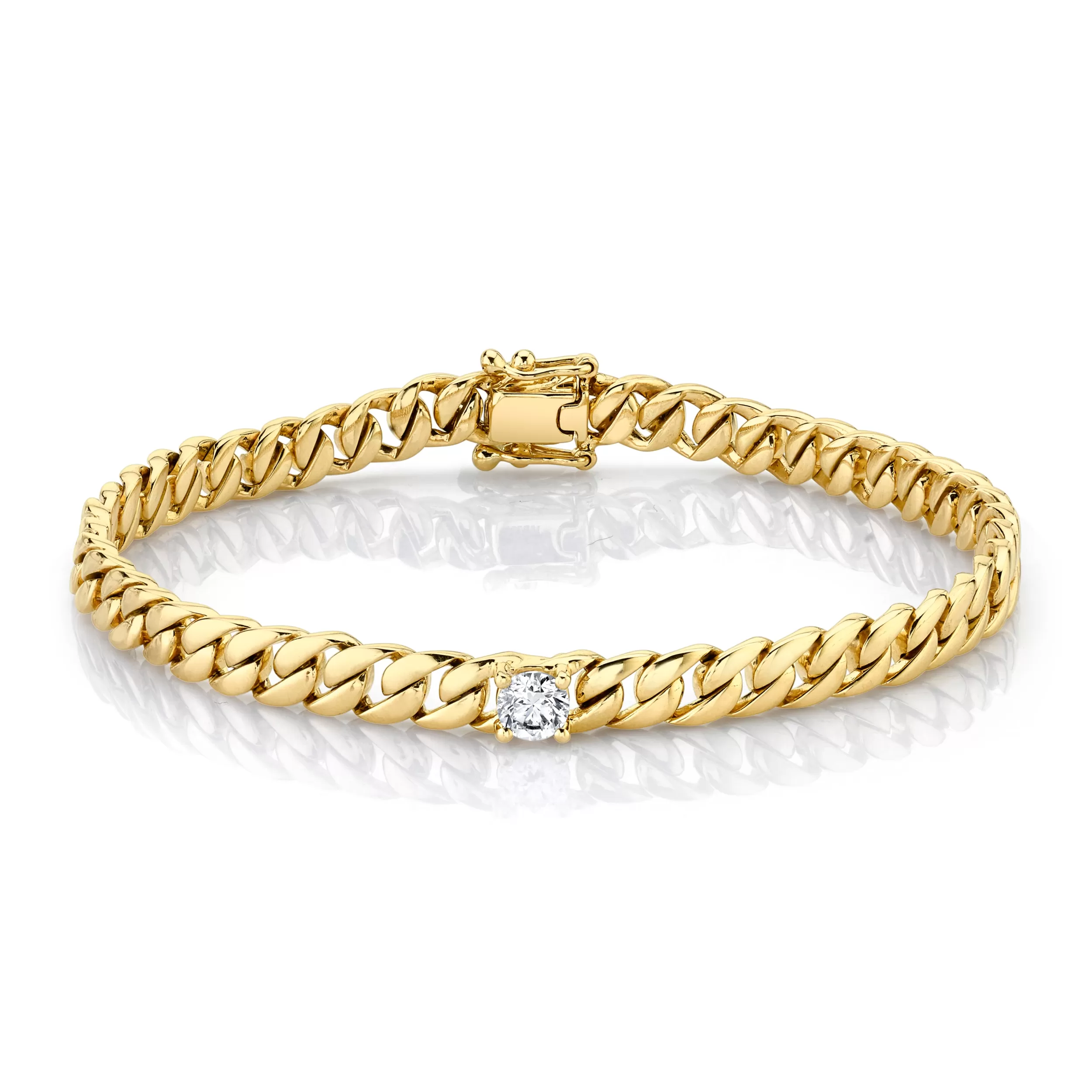 Anita Ko Chain Link^MEDIUM CUBAN LINK BRACELET WITH ROUND DIAMOND CENTER