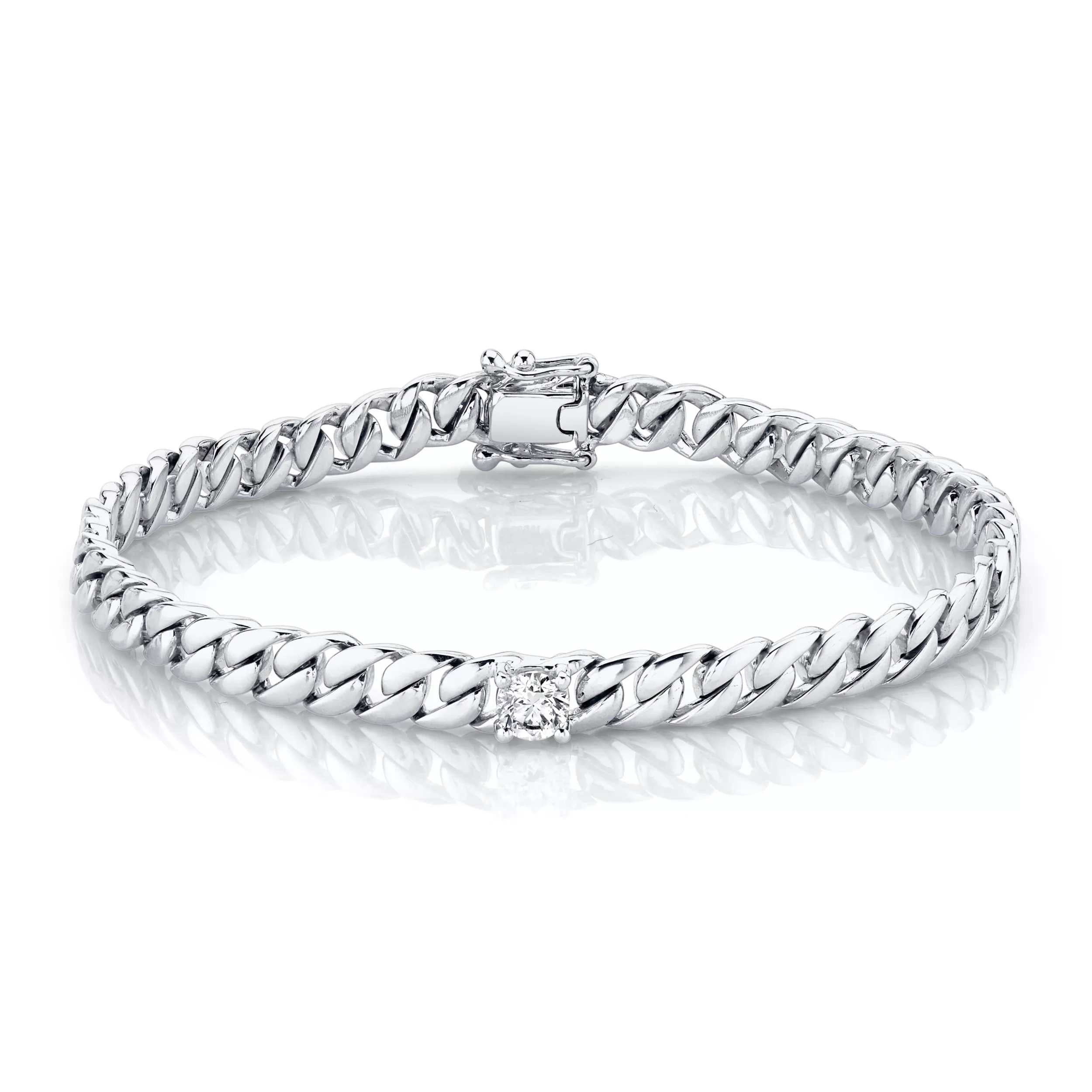 Anita Ko Chain Link^MEDIUM CUBAN LINK BRACELET WITH ROUND DIAMOND CENTER