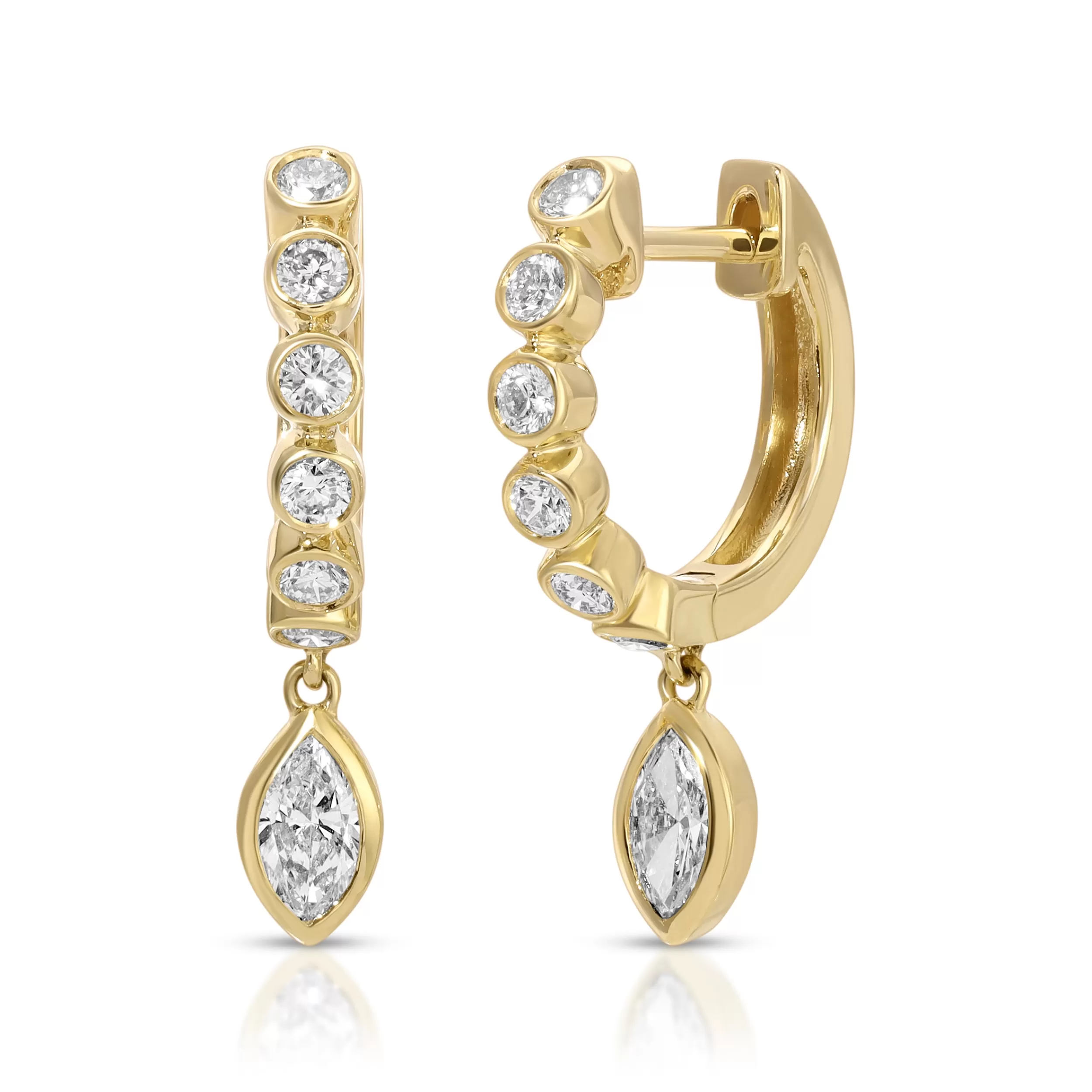 Anita Ko Huggies^MELROSE BEZELED HUGGIES WITH MARQUISE DIAMOND DROP