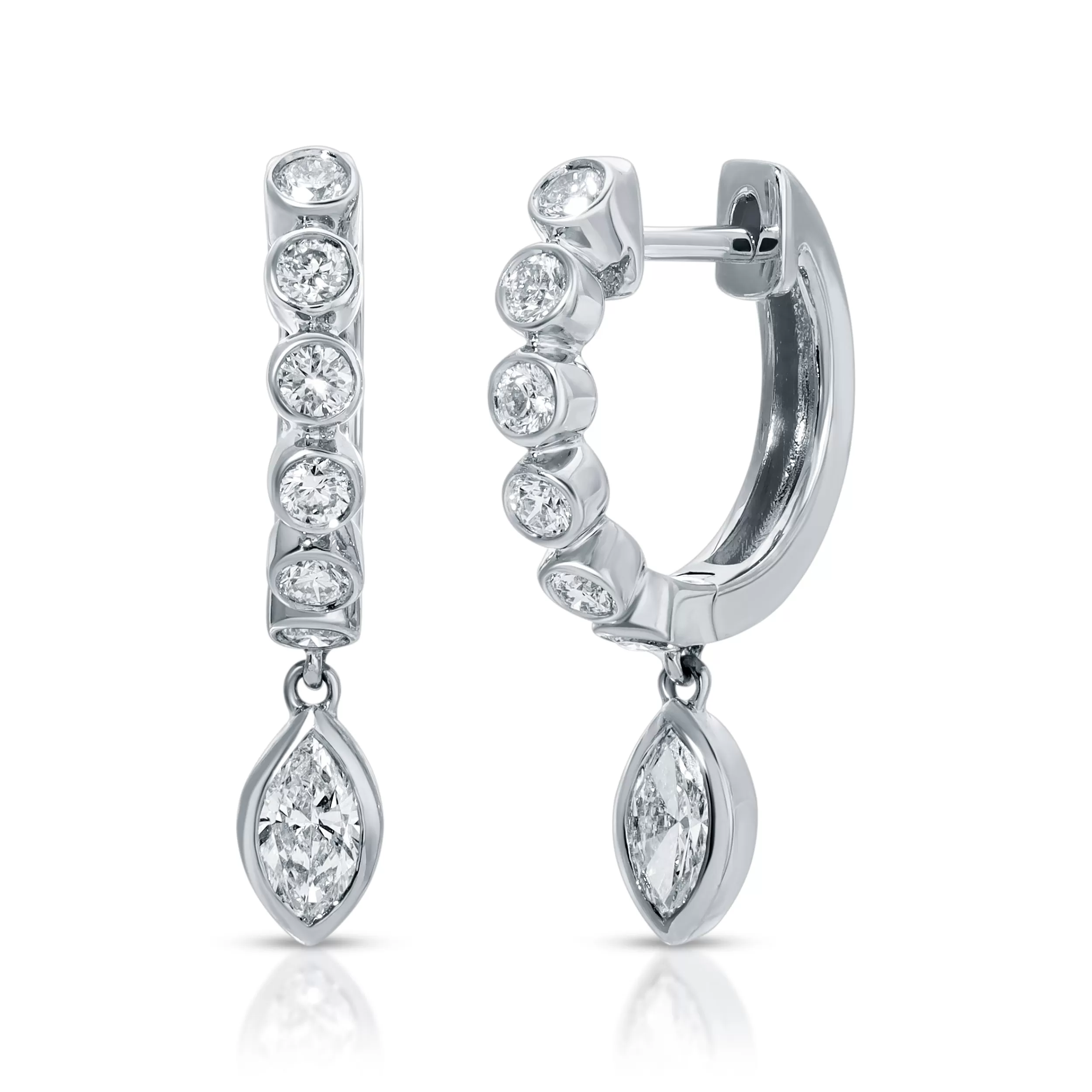 Anita Ko Huggies^MELROSE BEZELED HUGGIES WITH MARQUISE DIAMOND DROP