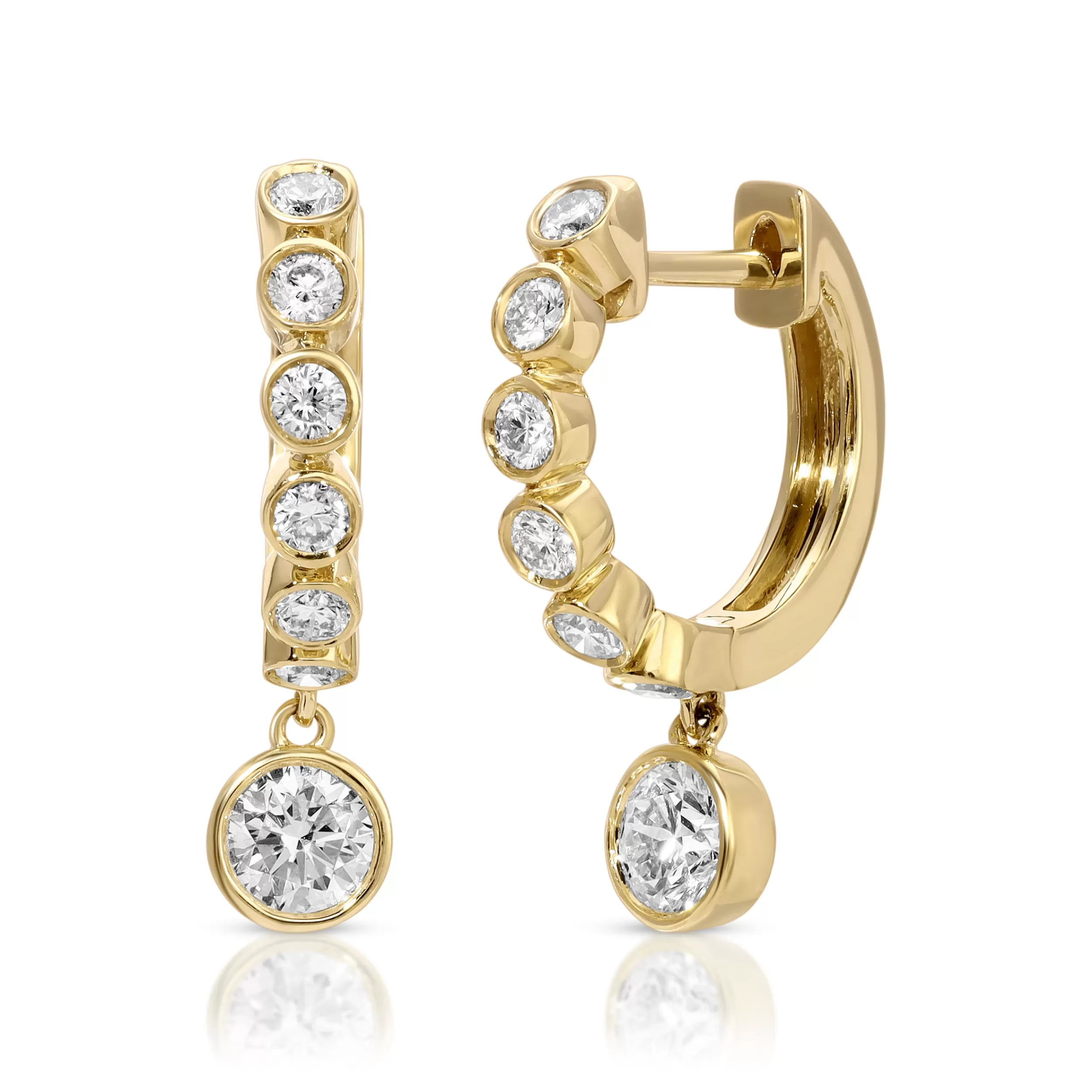 Anita Ko Huggies^MELROSE BEZELED HUGGIES WITH ROUND DIAMOND DROP