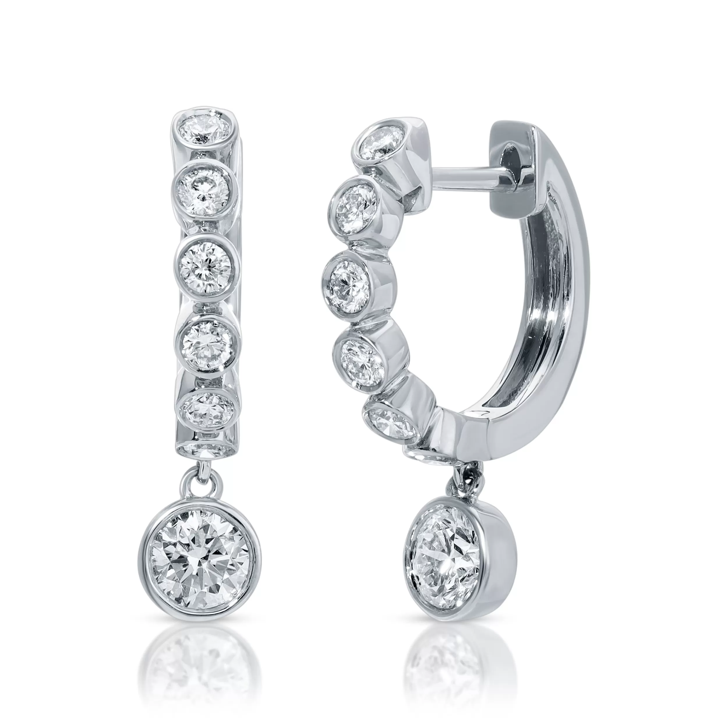 Anita Ko Huggies^MELROSE BEZELED HUGGIES WITH ROUND DIAMOND DROP