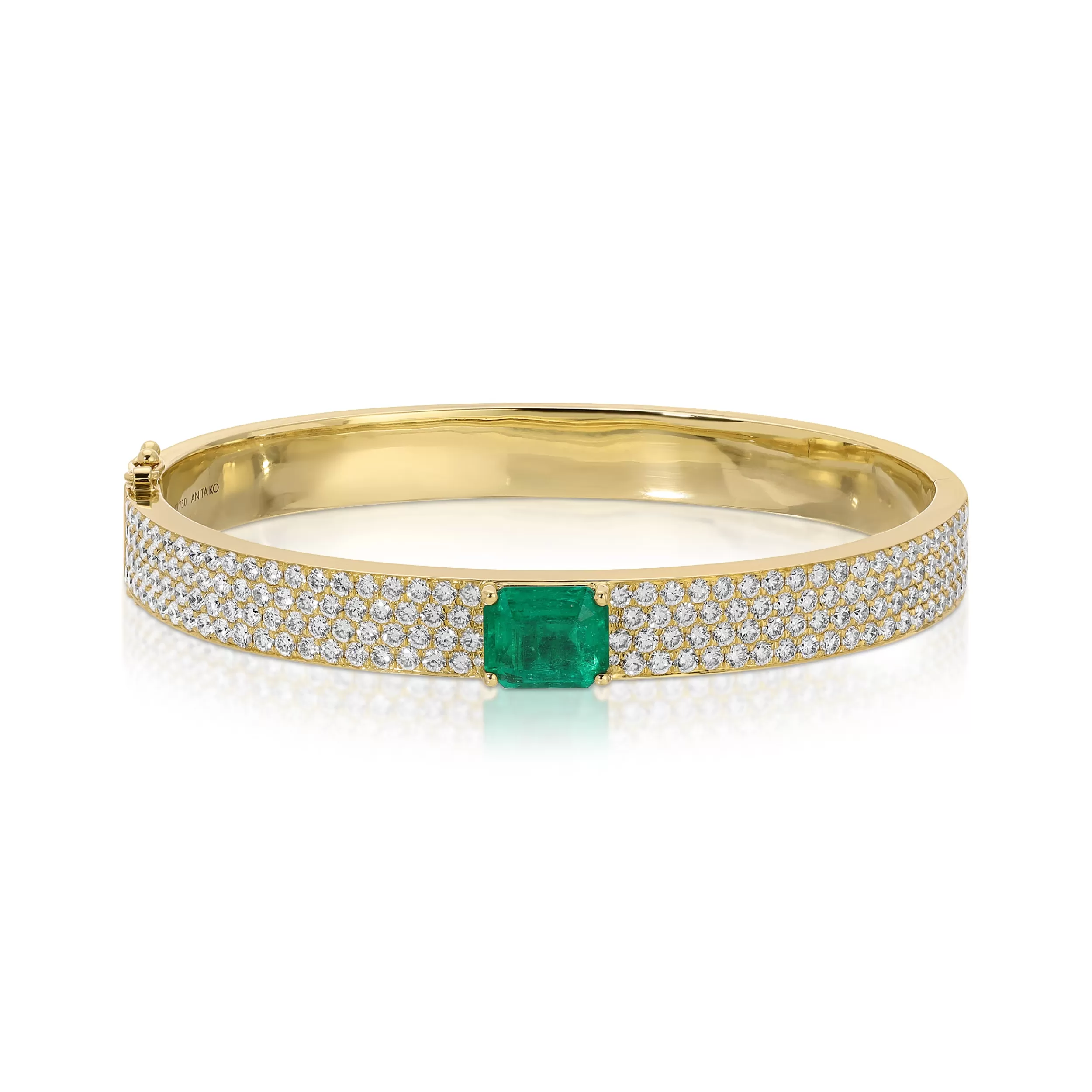 Anita Ko One Of A Kind^PAVE DIAMOND OVAL BRACELET WITH EMERALD CUT EMERALD CENTER