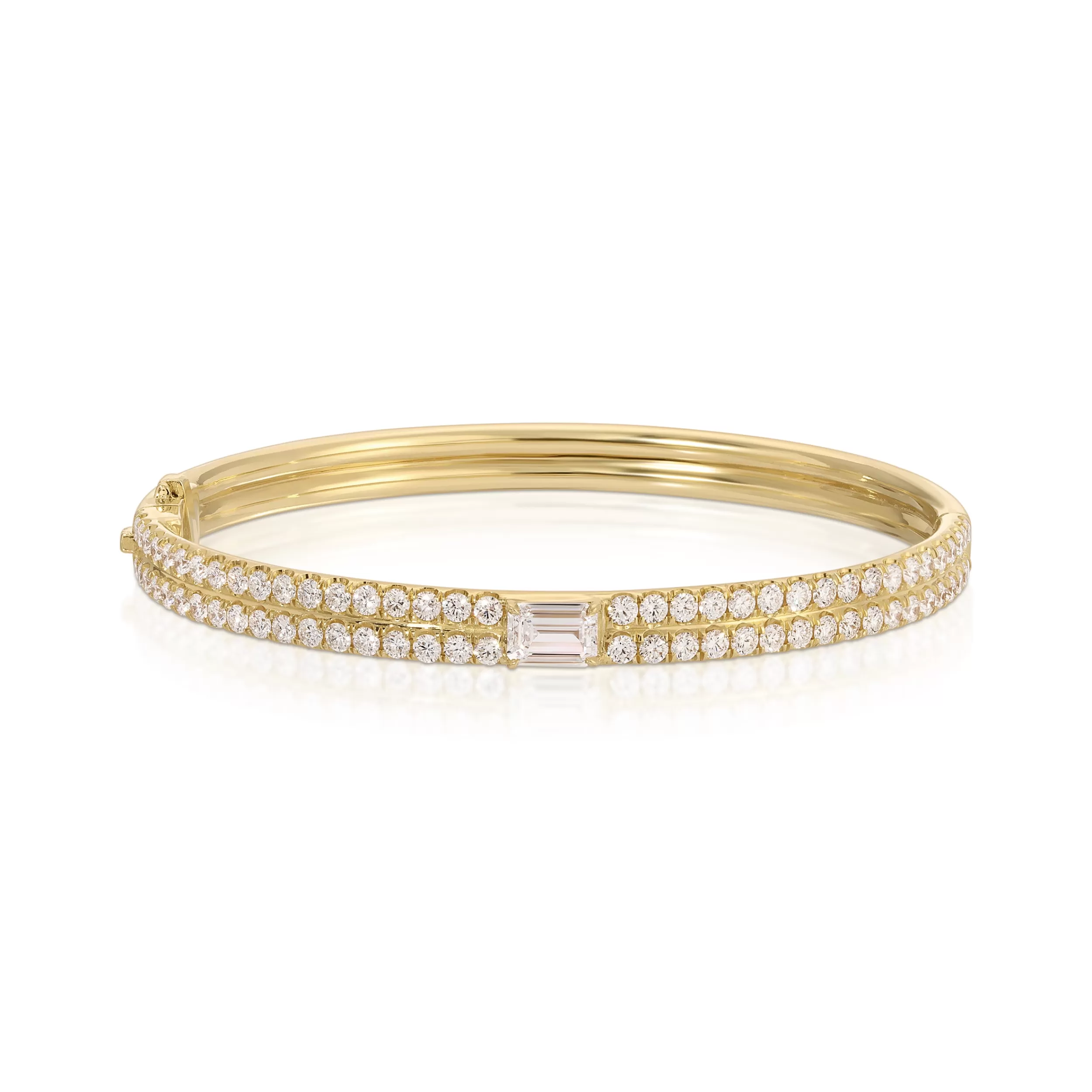 Anita Ko Bangles^PAVE GIA BANGLE WITH EMERALD CUT DIAMOND CENTER