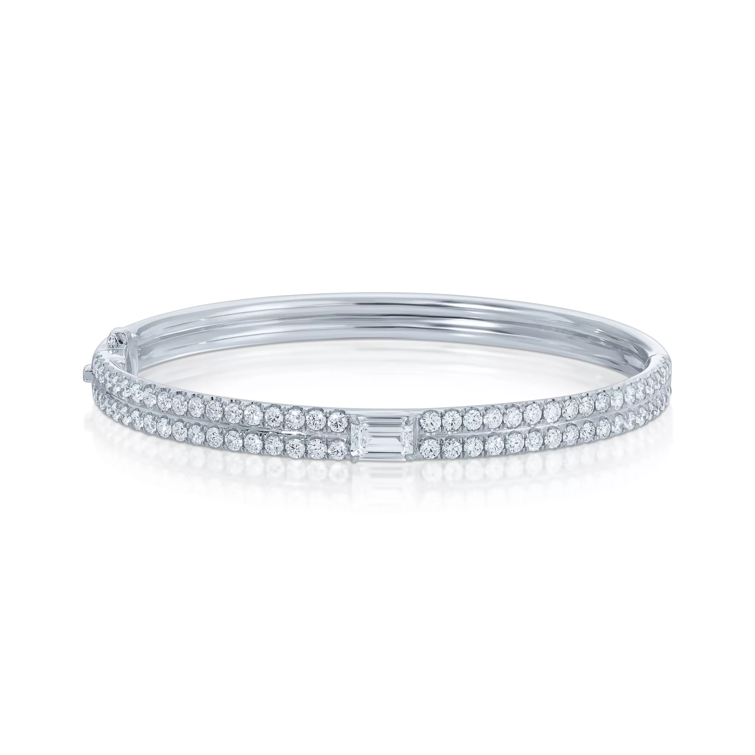 Anita Ko Bangles^PAVE GIA BANGLE WITH EMERALD CUT DIAMOND CENTER