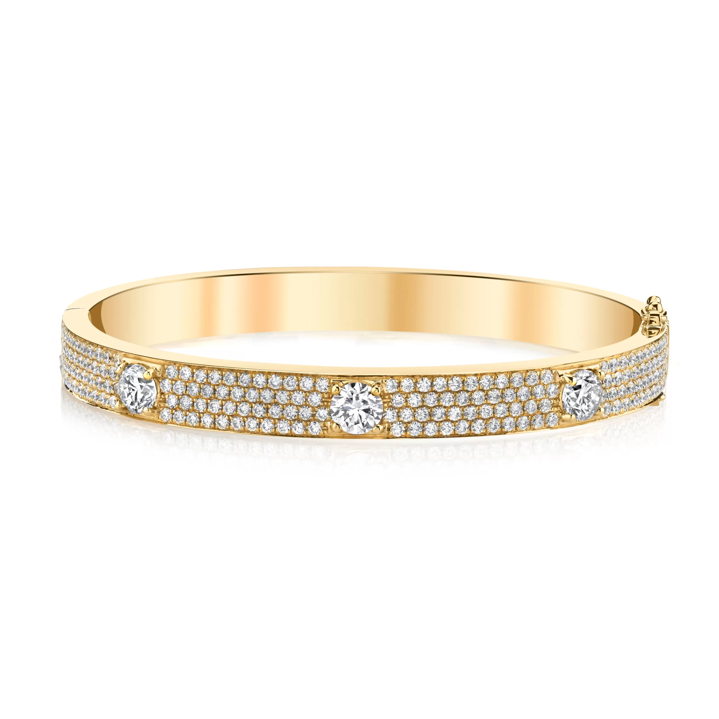 Anita Ko Bangles^PAVE OVAL BRACELET WITH THREE ROUND DIAMONDS